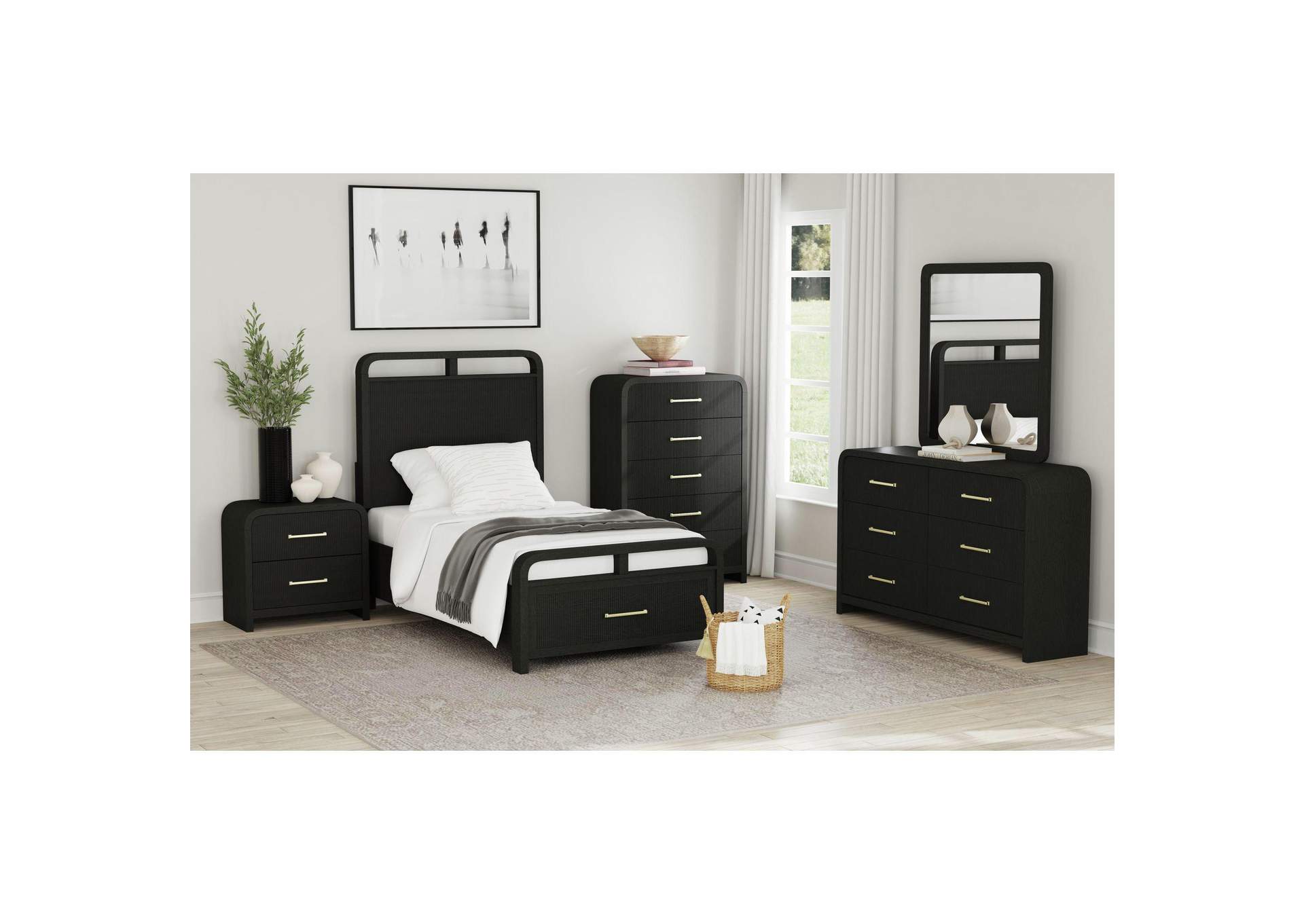 Ridgemont Twin Storage Bed In Black With Grain image 1