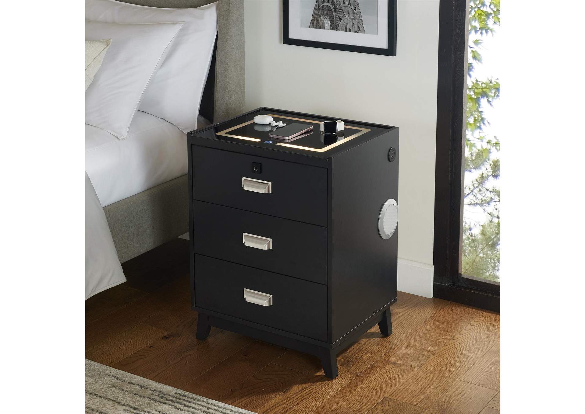 Rio Nightstand With Electronic Features In Black image 1