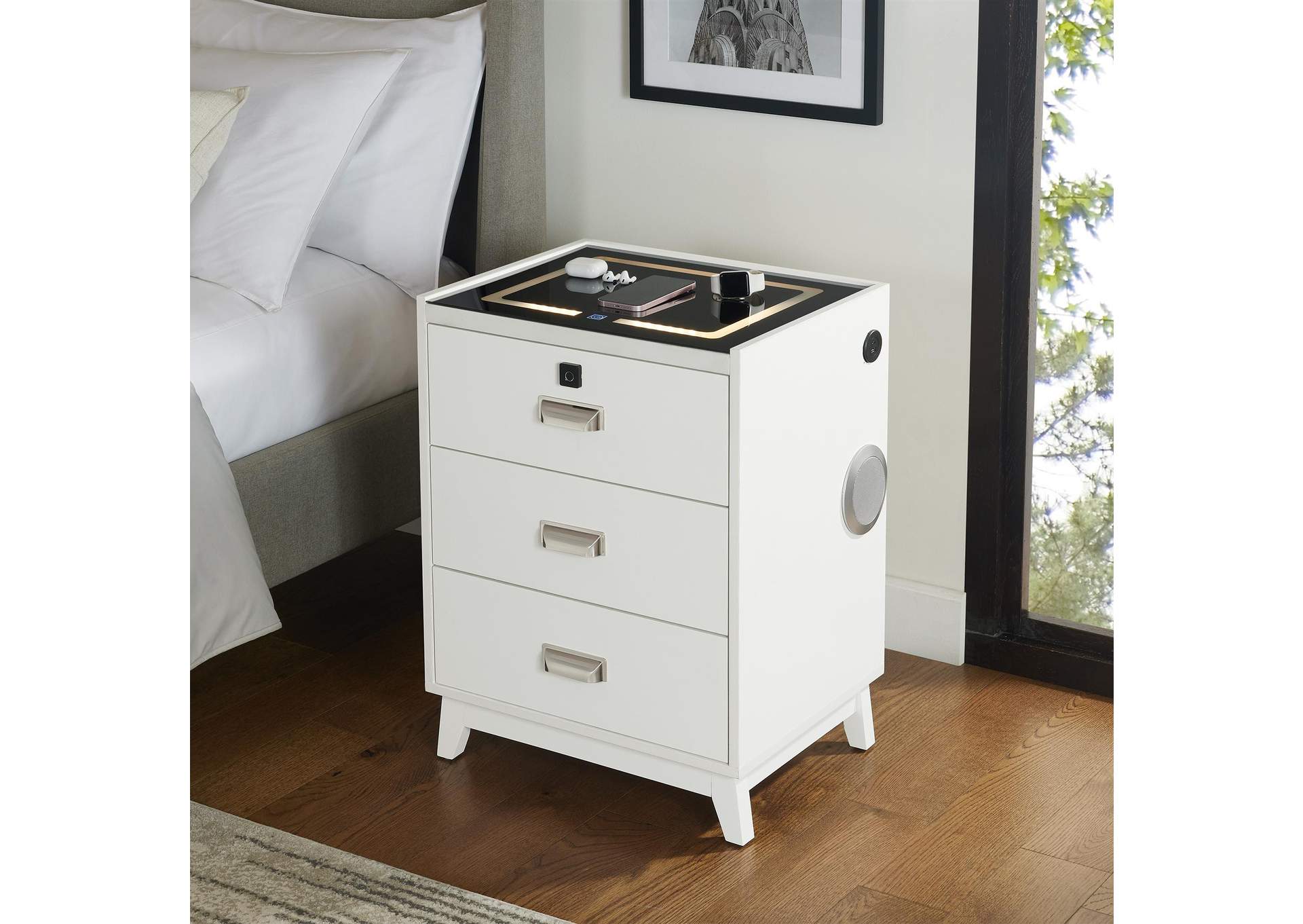 Rio Nightstand With Electronic Features In White image 1