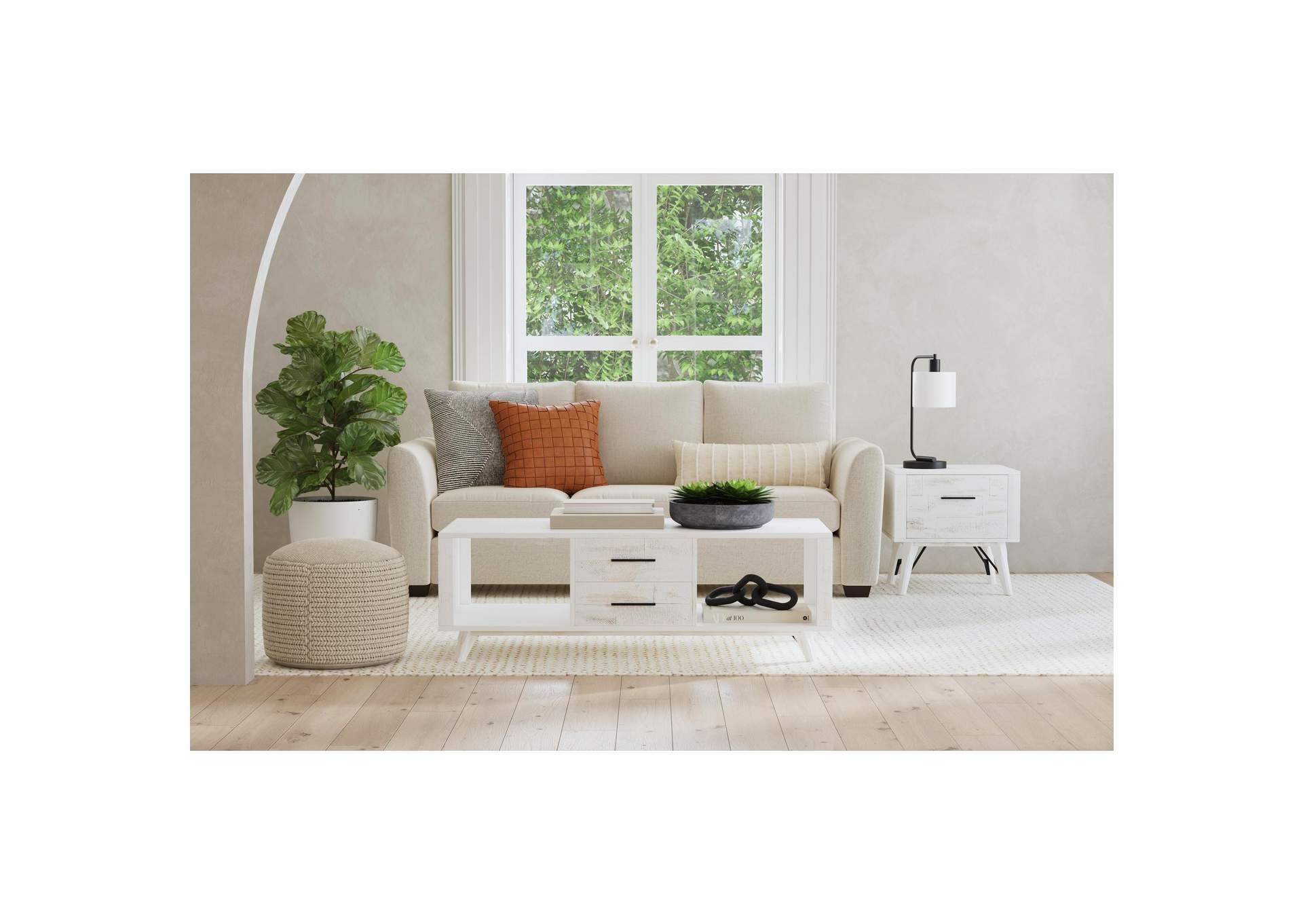 Rogen Rustic 2 Piece Occasional Table Set In Rustic White - Coffee Table End Table image 1