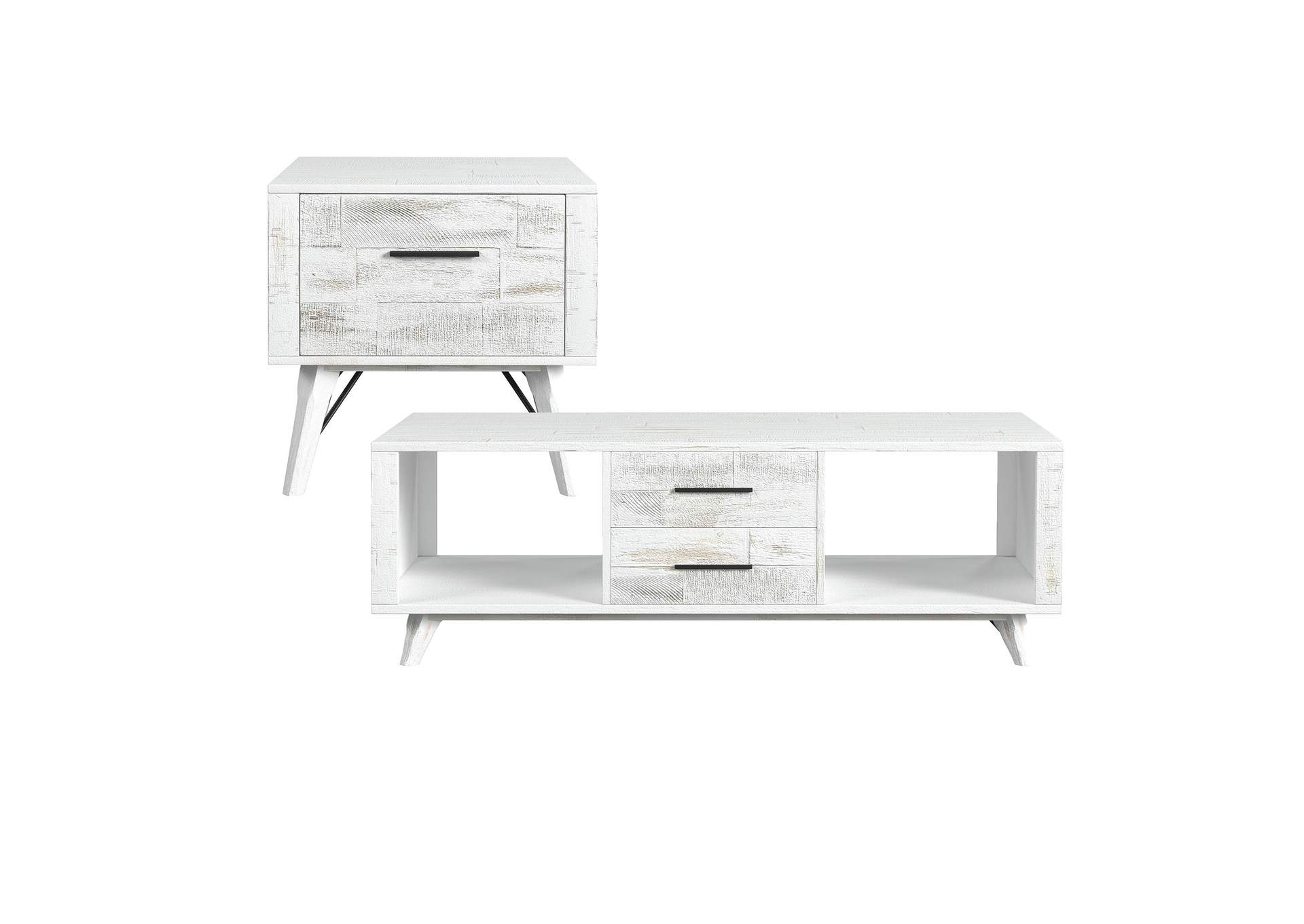 Rogen Rustic 2 Piece Occasional Table Set In Rustic White - Coffee Table End Table image 5