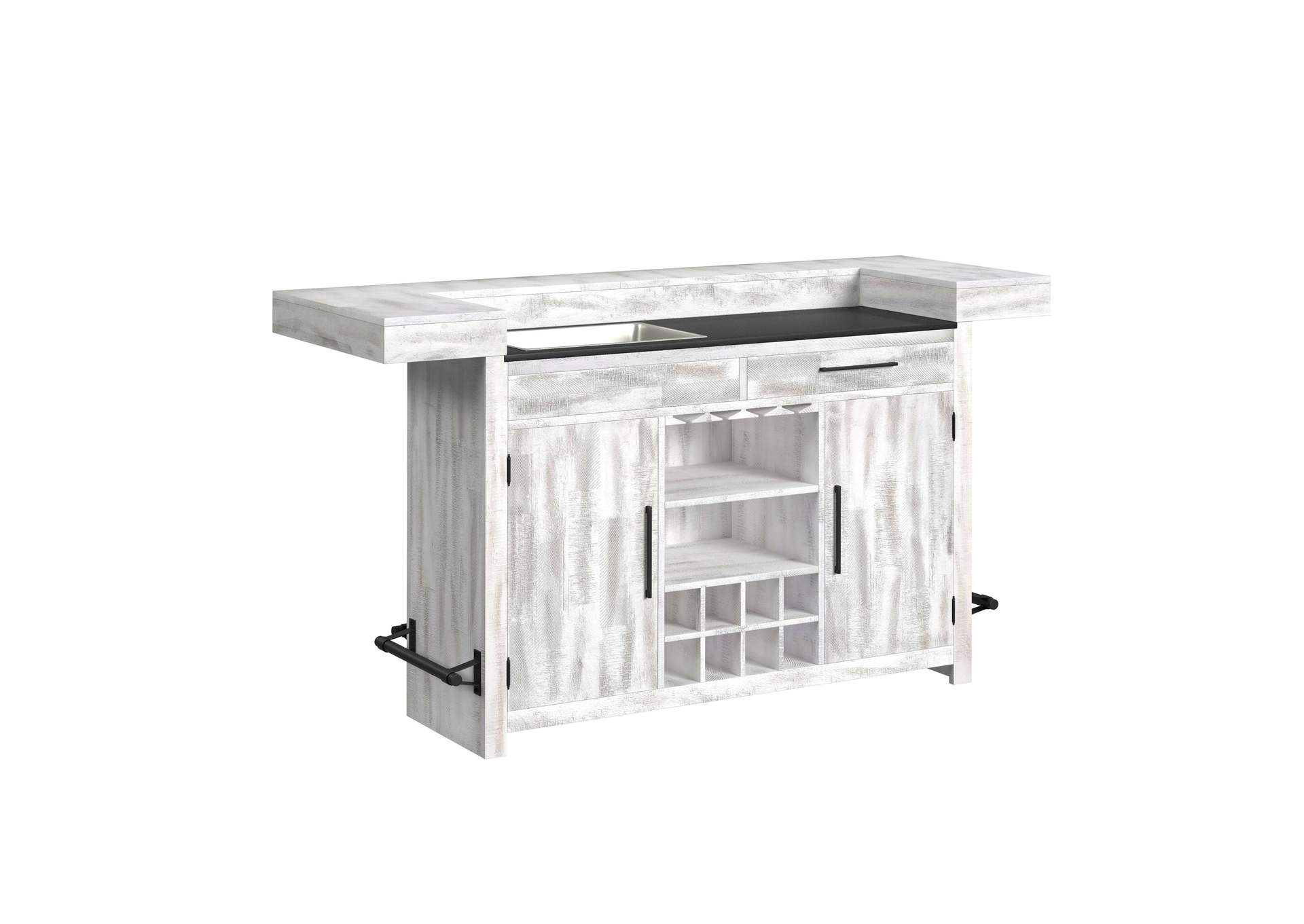 Rogen Rustic Bar Table With Ice Tray USB And Power In Rustic White image 3