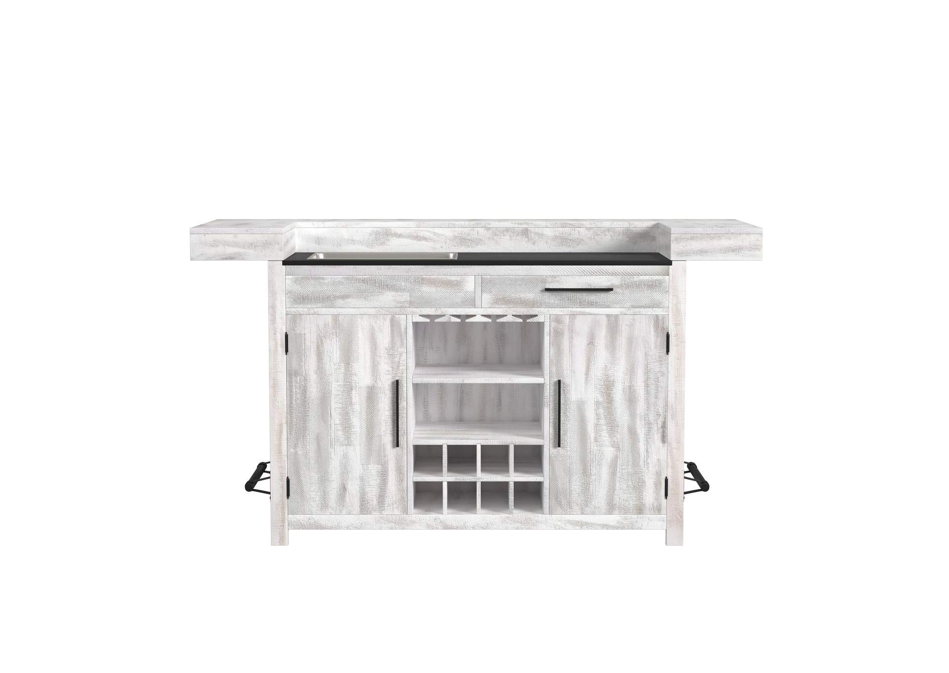 Rogen Rustic Bar Table With Ice Tray USB And Power In Rustic White image 4