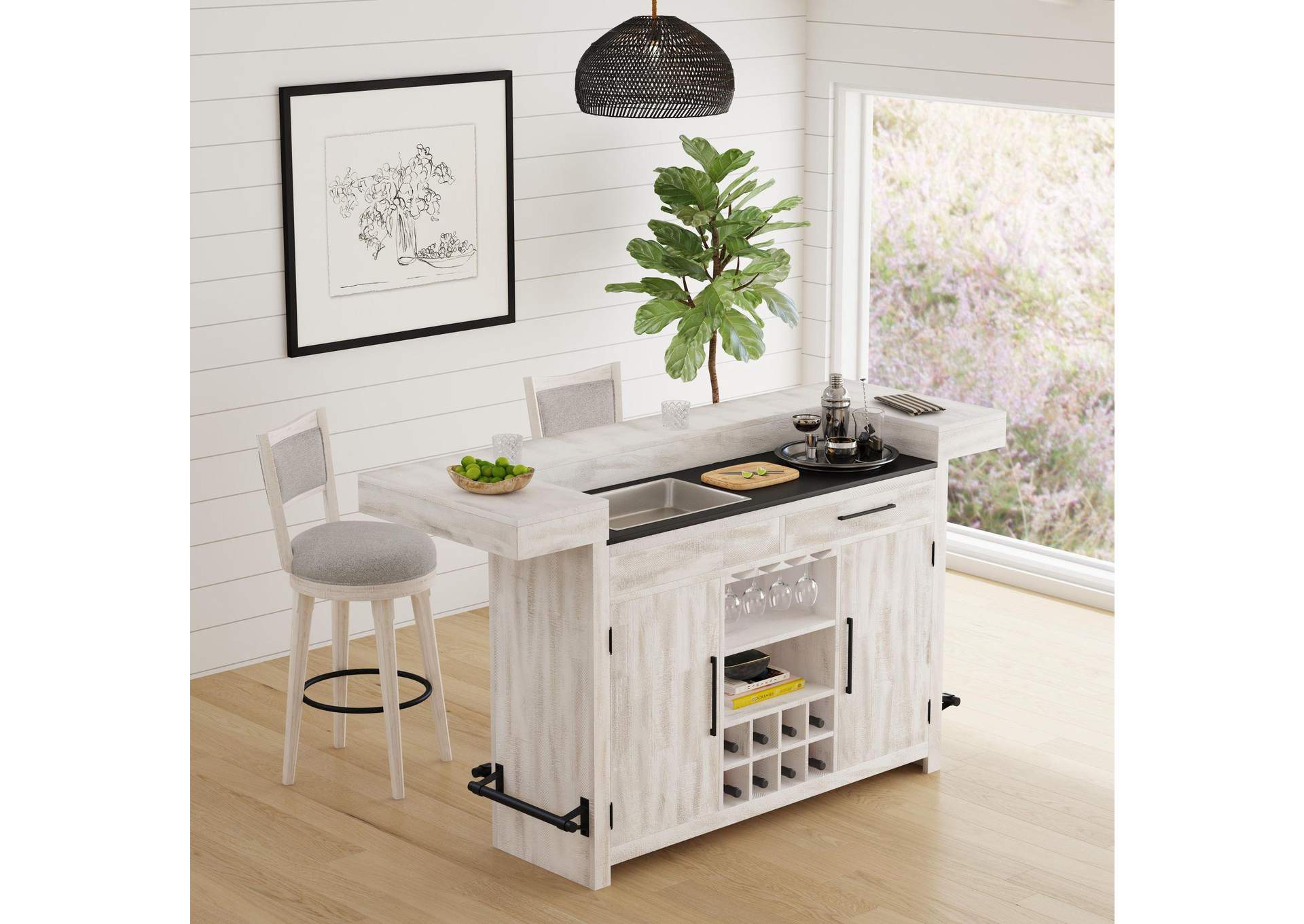 Rogen Rustic Bar Table With Ice Tray USB And Power In Rustic White image 1