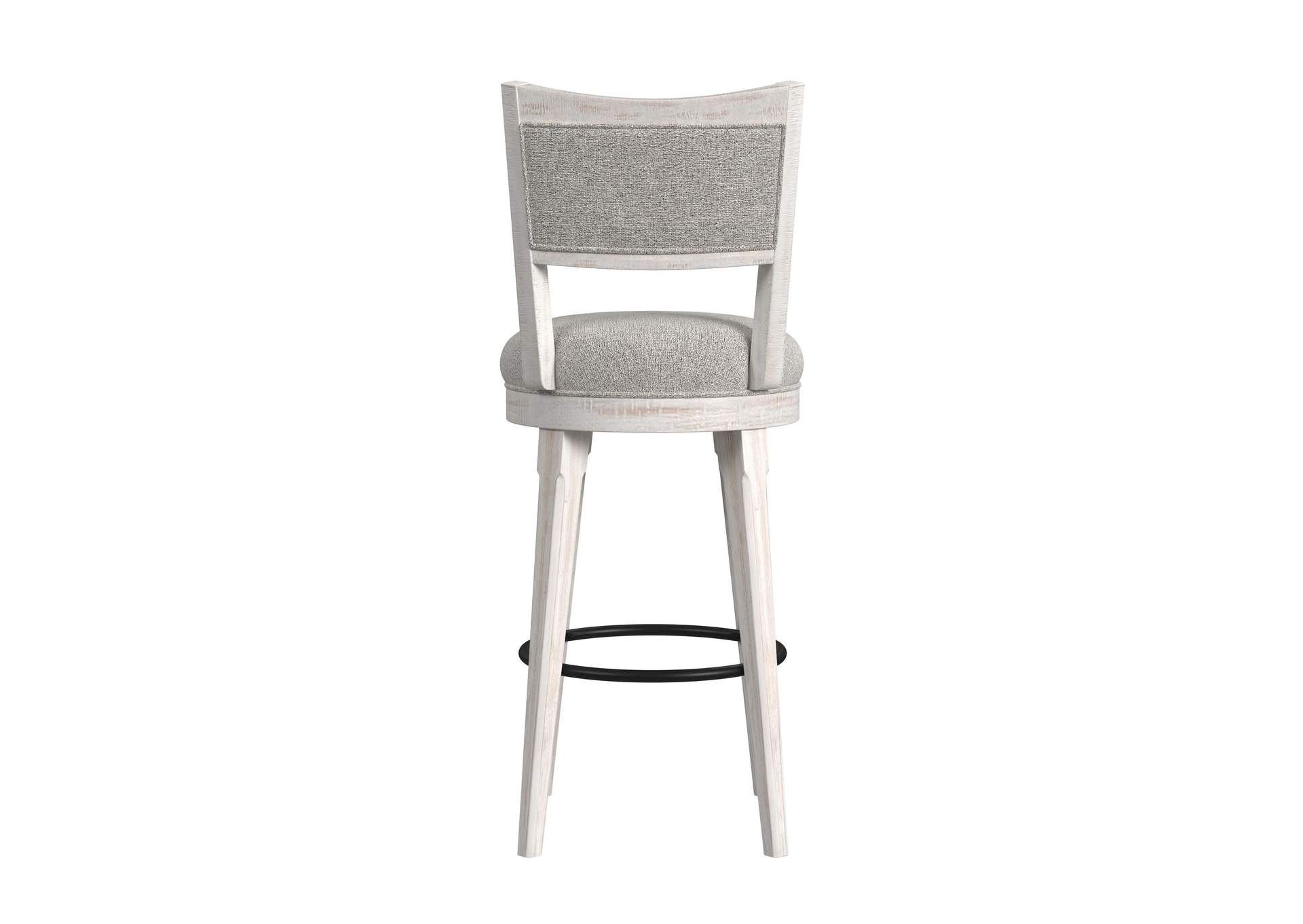 Rogen Rustic Swivel Bar Stool With Grey Fabric In Rustic White 2 Per Carton image 5