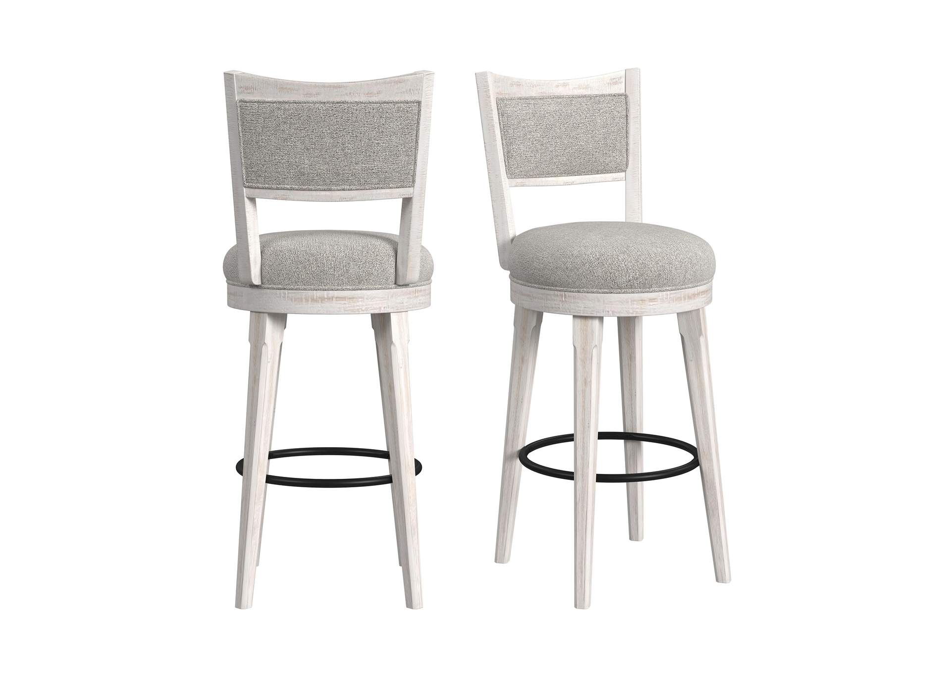 Rogen Rustic Swivel Bar Stool With Grey Fabric In Rustic White 2 Per Carton image 6