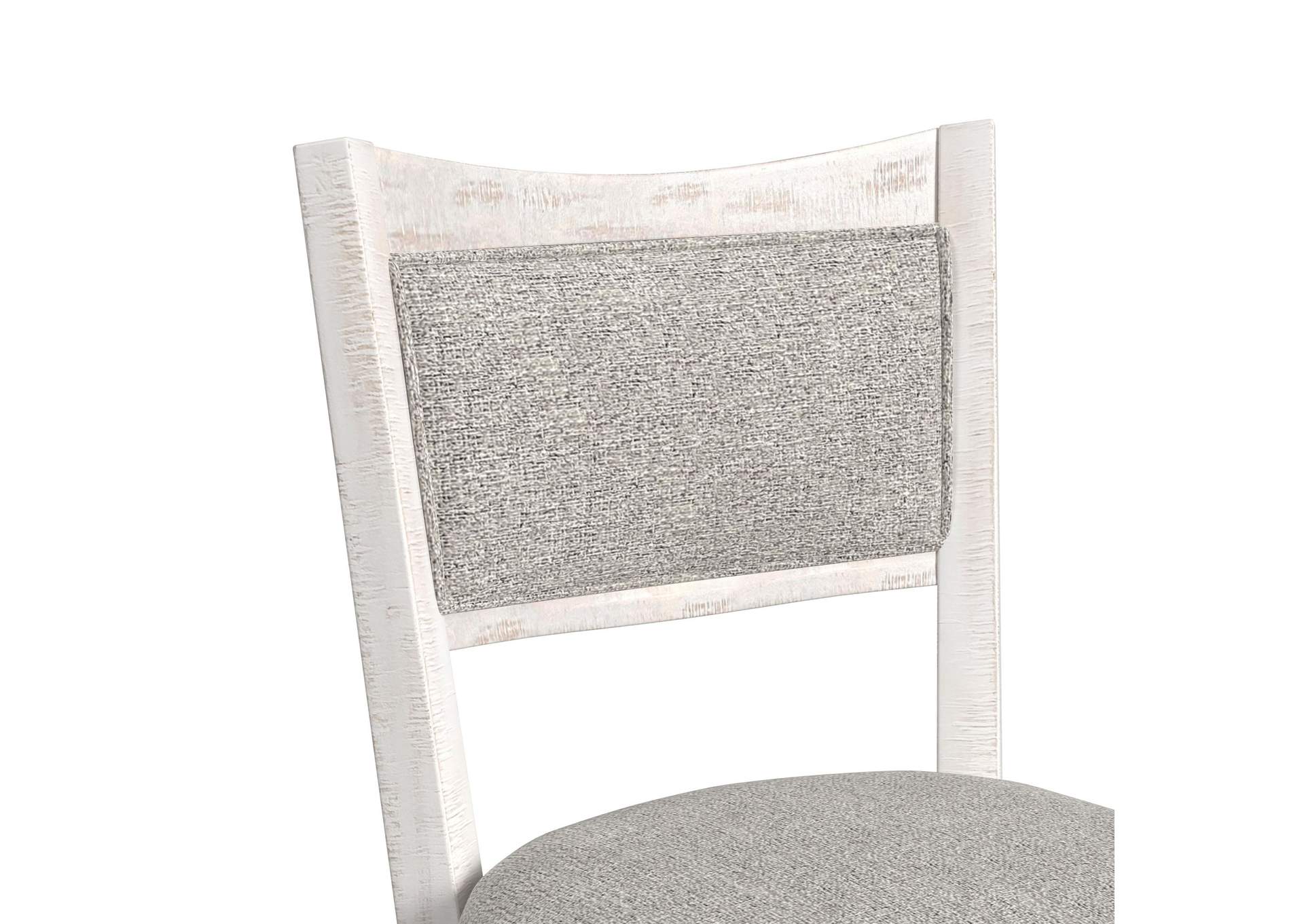 Rogen Rustic Swivel Bar Stool With Grey Fabric In Rustic White 2 Per Carton image 7