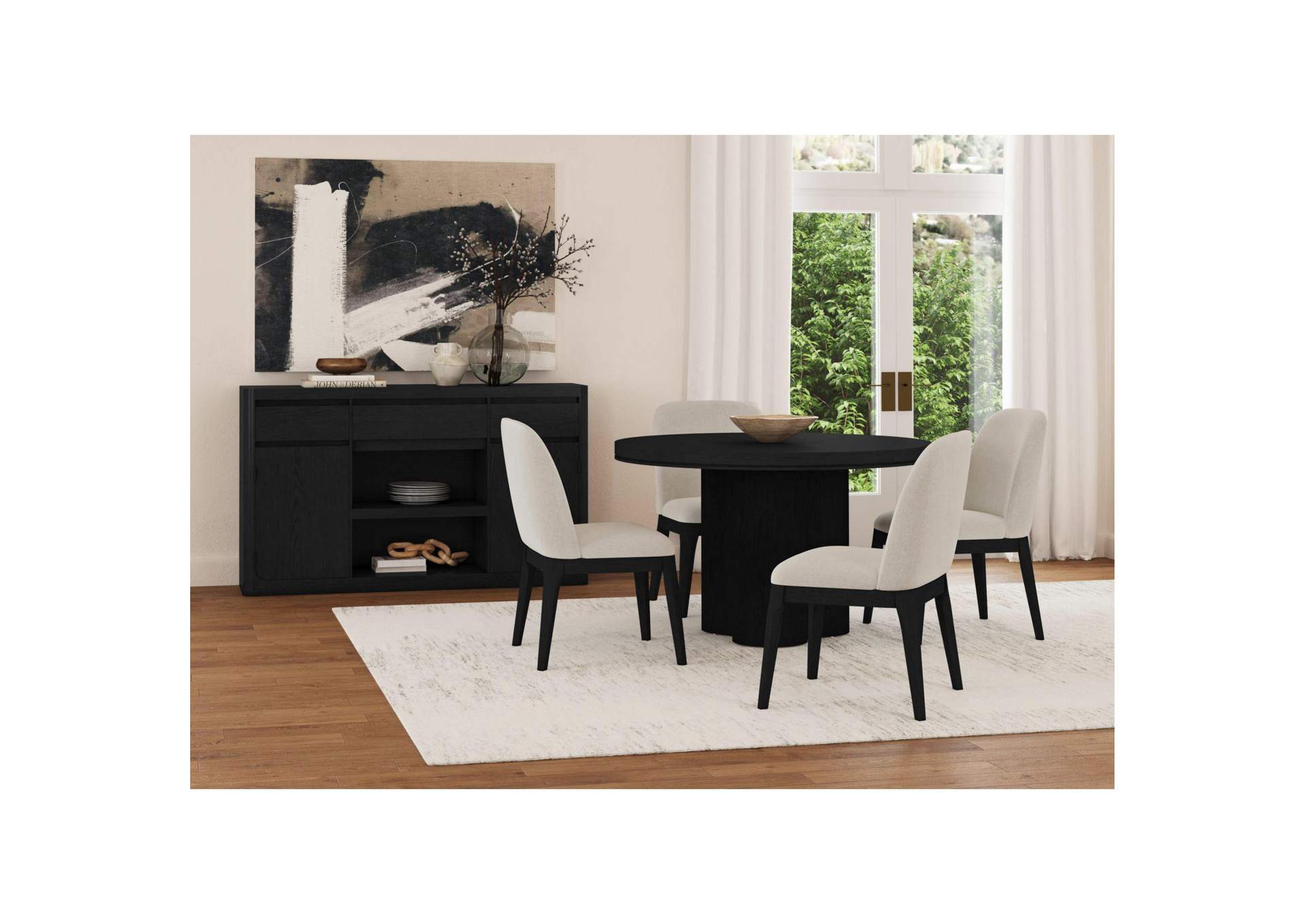 Rosalie Round Dining Table In Black image 1