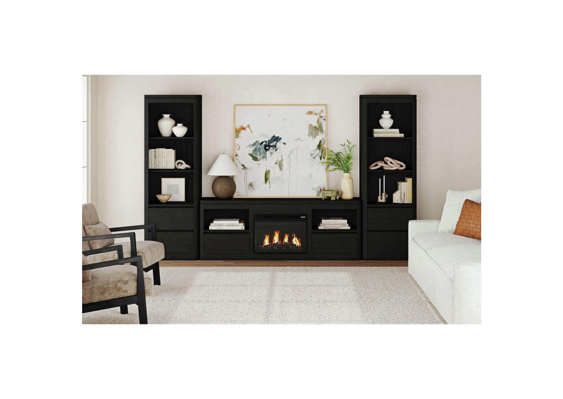Rosalie Kit - 71 TV Console With Fireplace Insert In Black image 1
