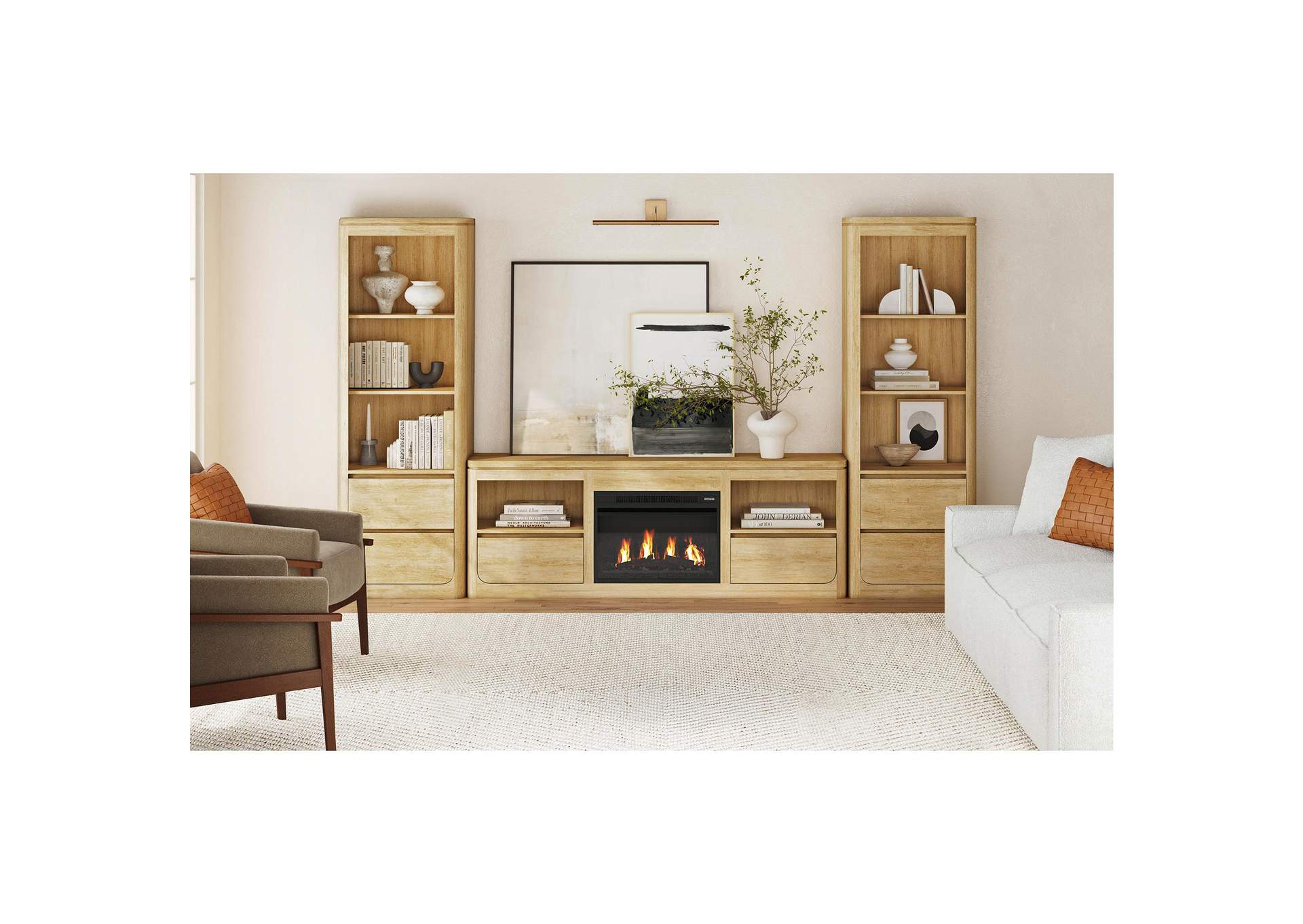 Rosalie Kit - 71 TV Console With Fireplace Insert In Natural image 1