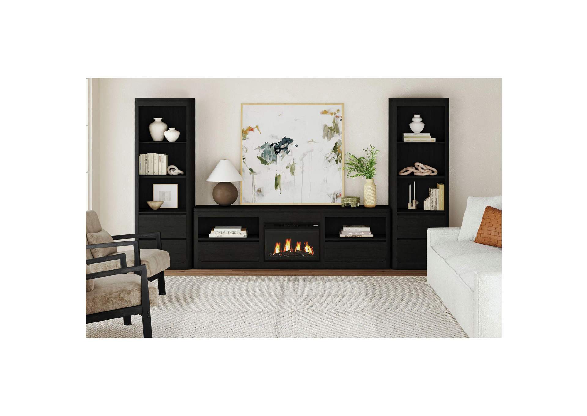 Rosalie Kit - 82 TV Console With Fireplace Insert In Black image 1