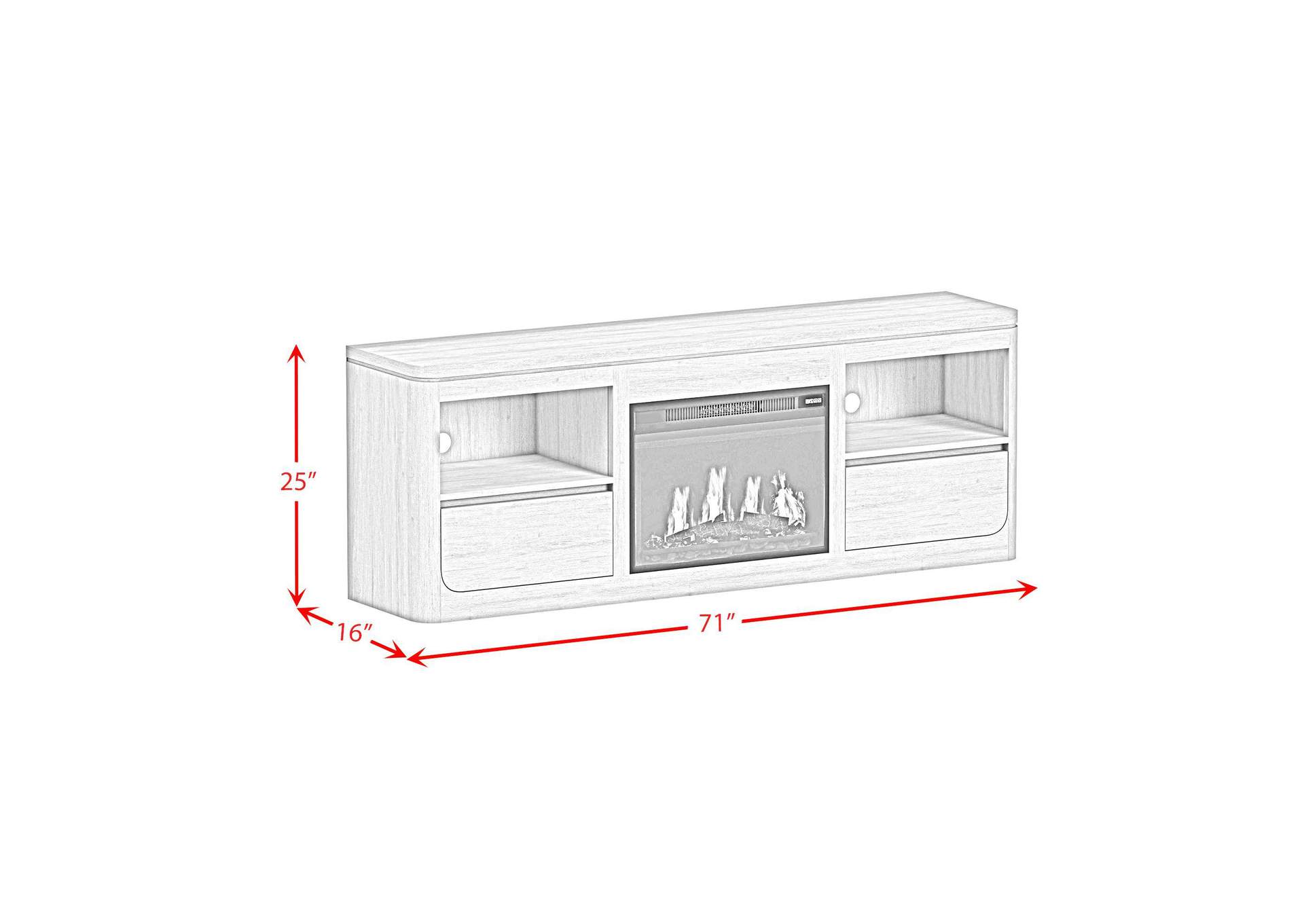 Rosalie Kit - 71 TV Console With Fireplace Insert In Natural image 6