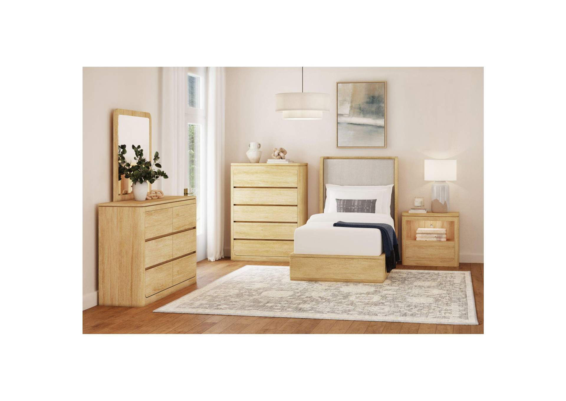Rosalie Twin Upholstery Bed In Natural image 1
