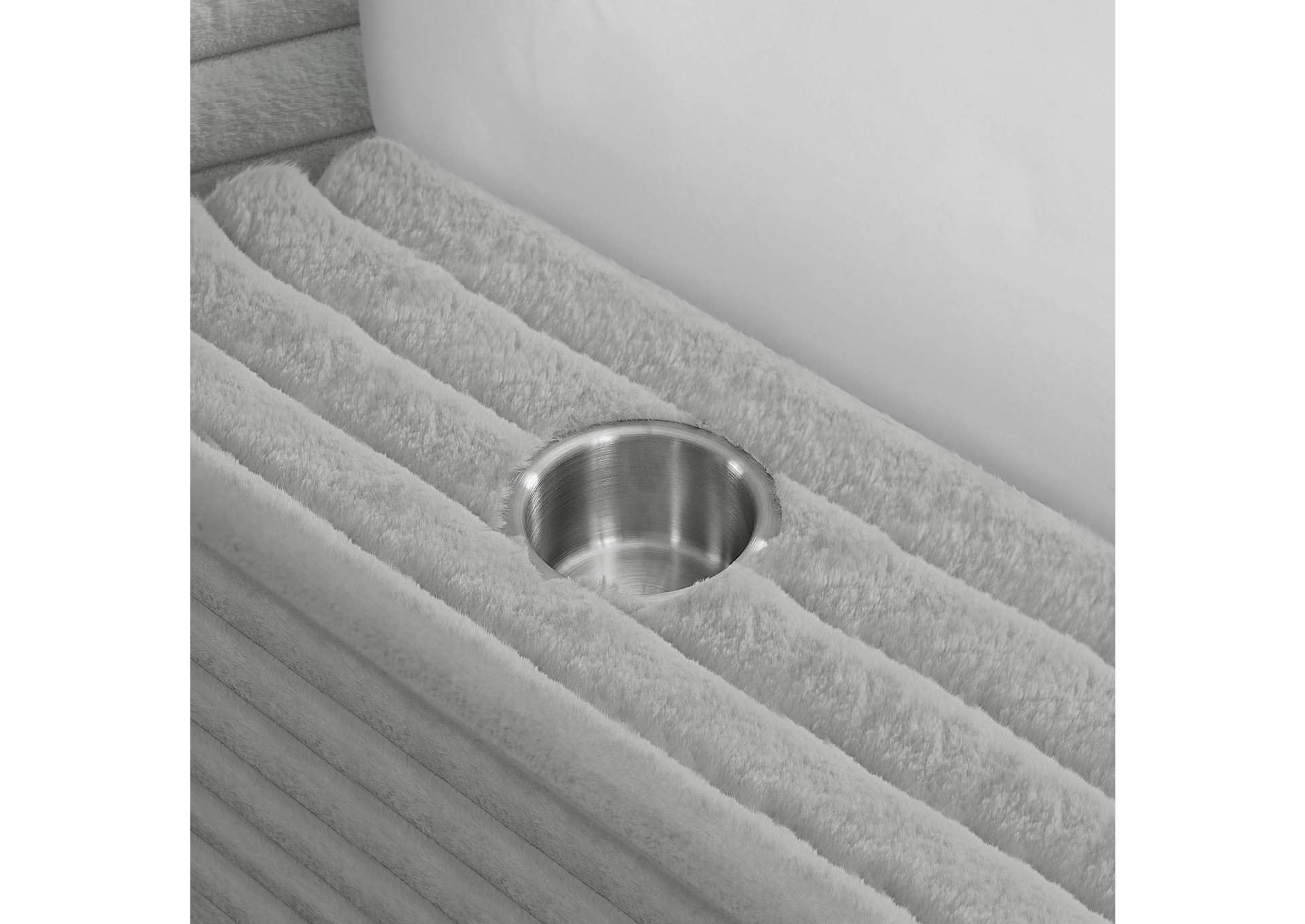 Rosebery Queen Upholstery Bed With 2 Pillows In Light Grey Corduroy image 6