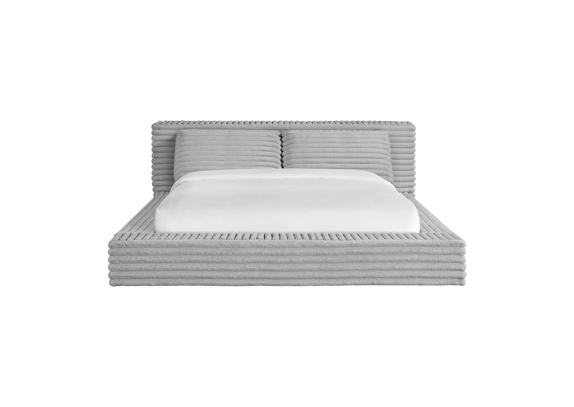 Rosebery King Upholstery Bed With 2 Pillows In Light Grey Corduroy image 4