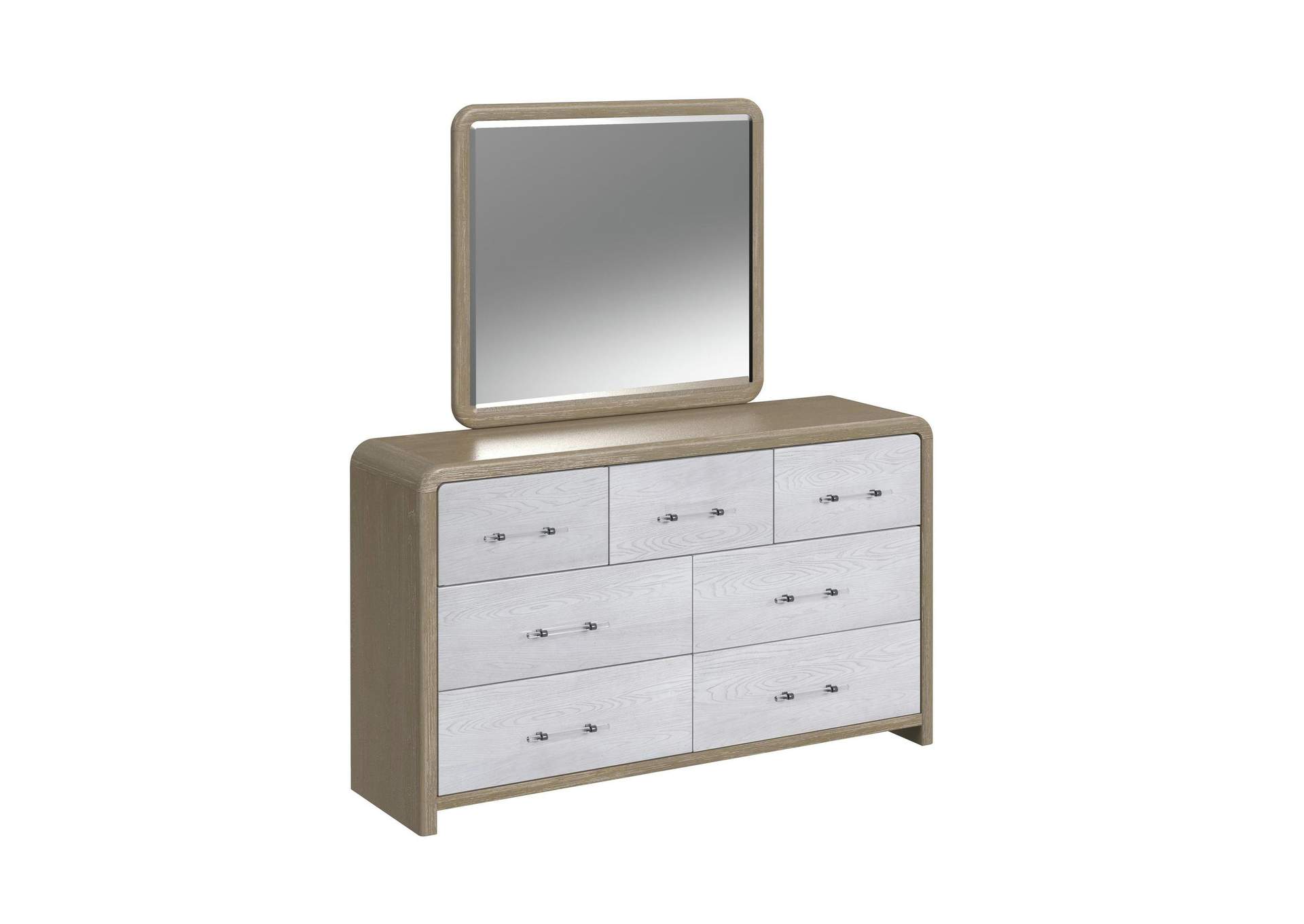 Sabrina Dresser And Mirror Set In White And Brown Oak image 3