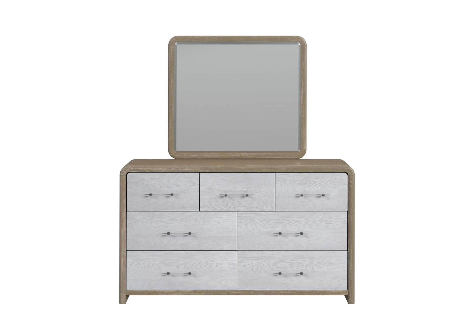 Sabrina Dresser And Mirror Set In White And Brown Oak image 4
