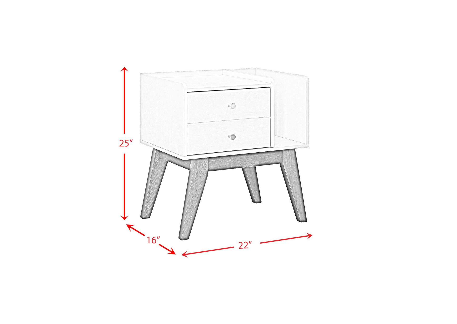 Sade 1 Drawer Nightstand In Grey image 6