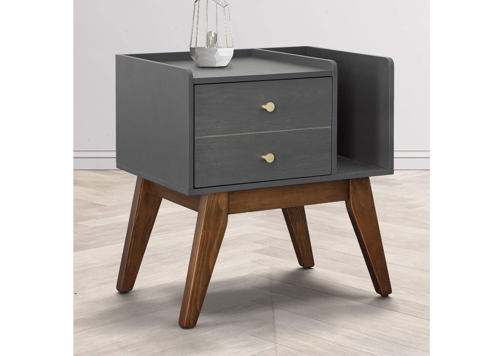 Sade 1 Drawer Nightstand In Grey image 1