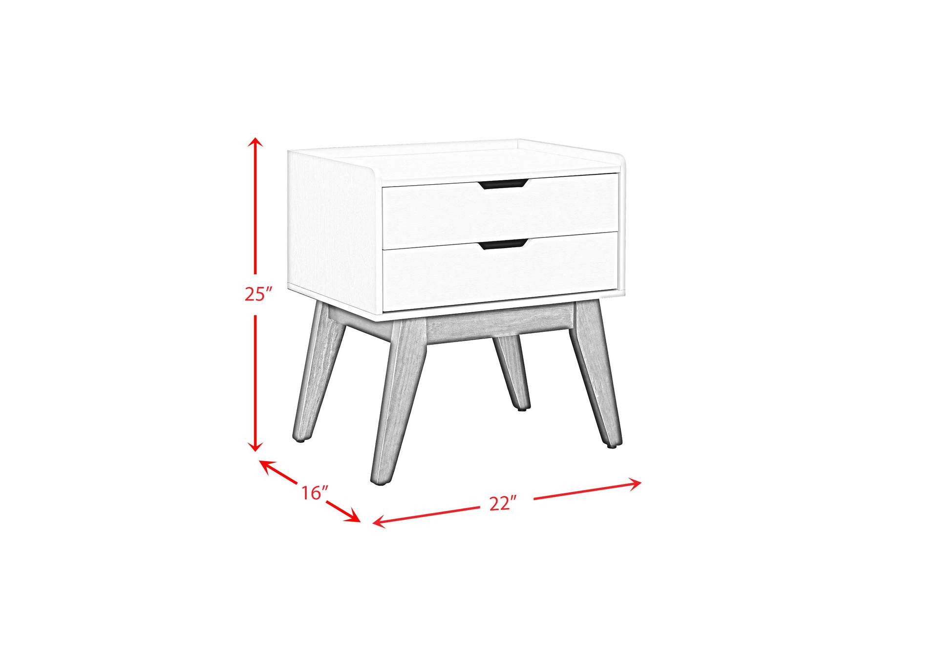 Sade 2 Drawer Nightstand In Walnut