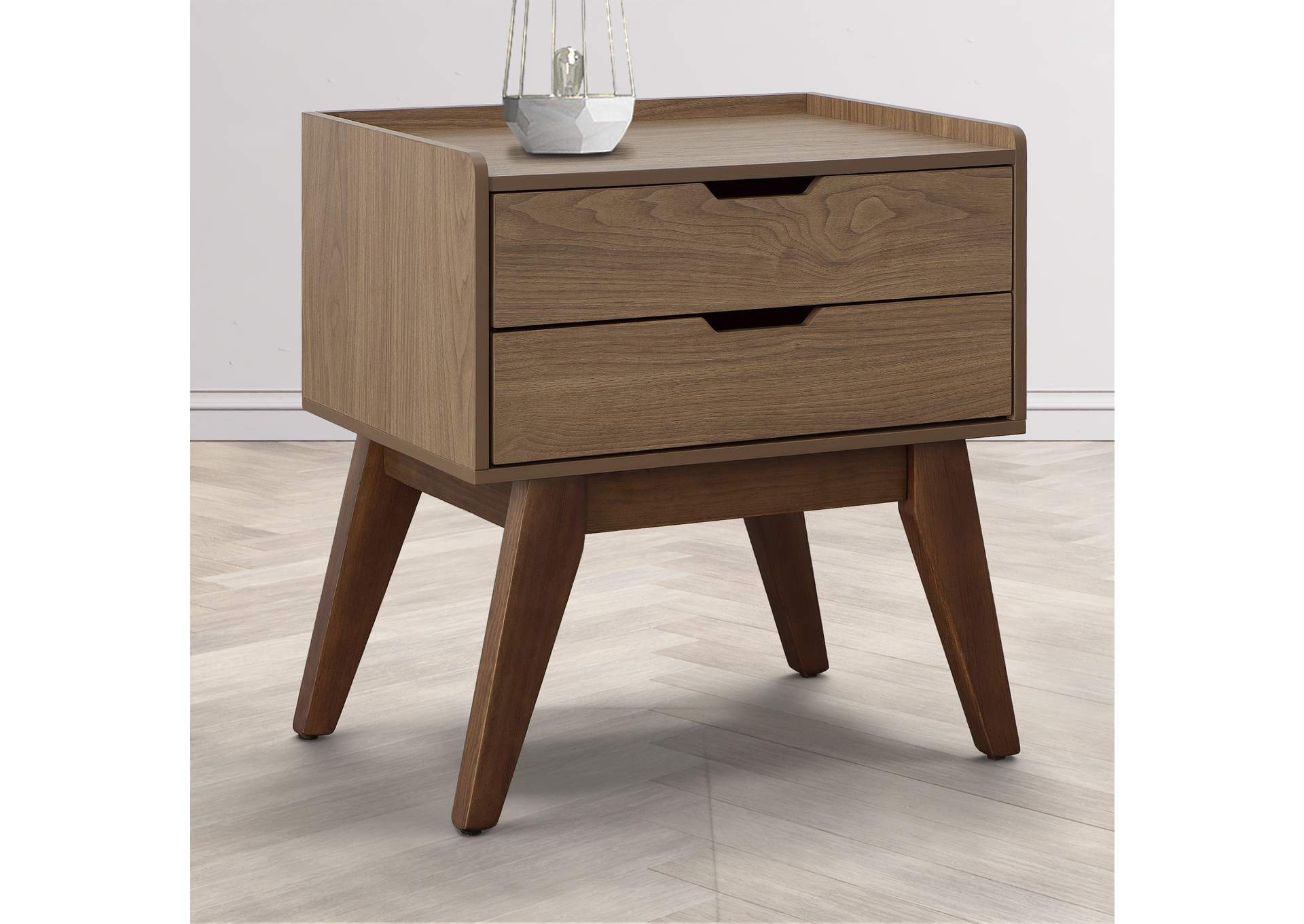 Sade 2 Drawer Nightstand In Walnut