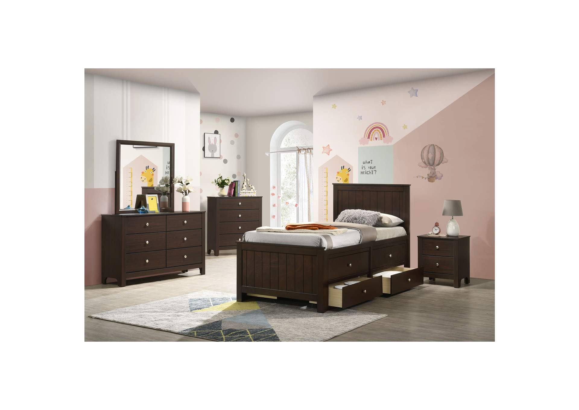 Sami Twin Captains 5 Piece Bedroom Set In Espresso image 1