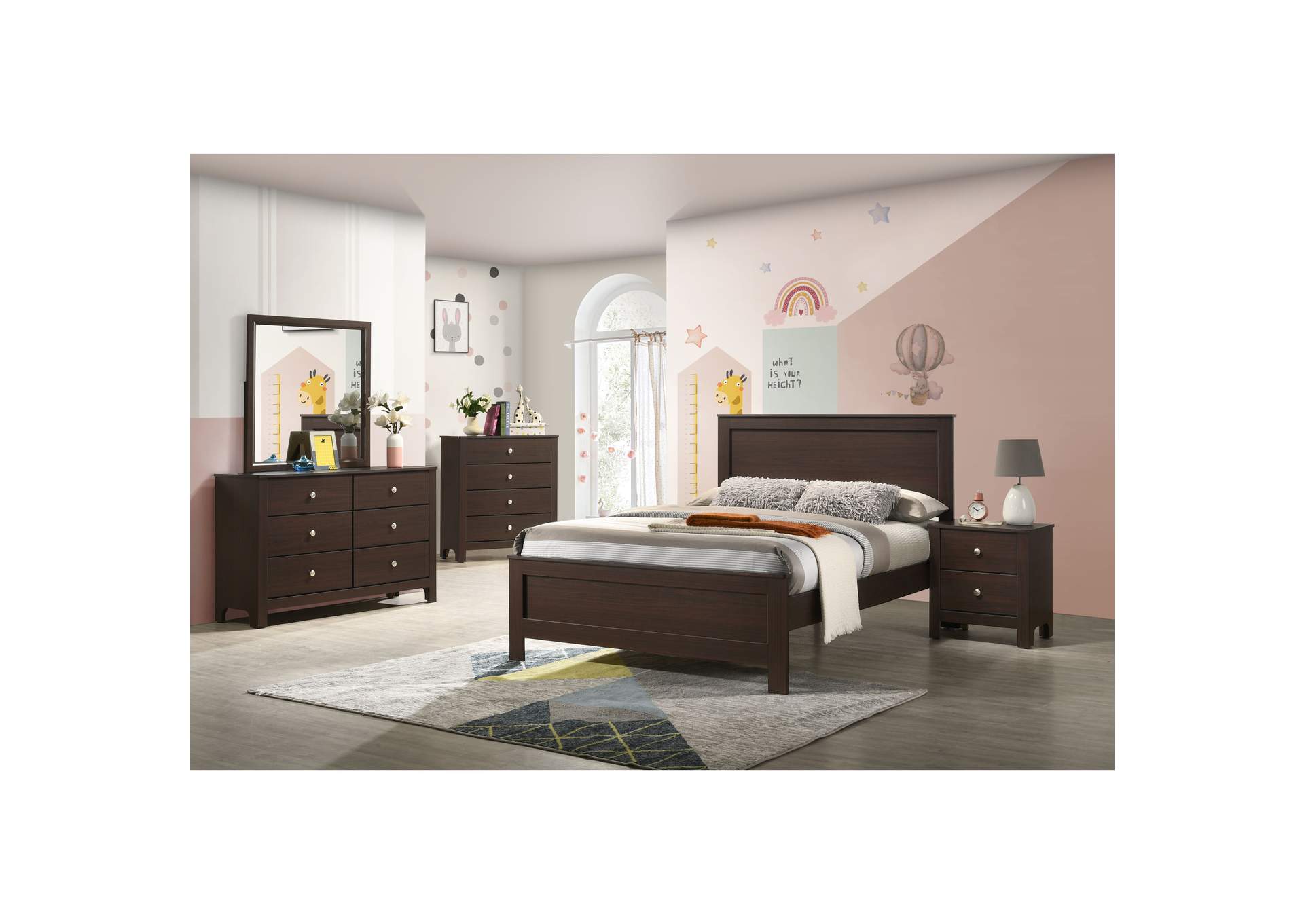 Sami Youth Full Panel 5 Piece Bedroom Set In Espresso image 1