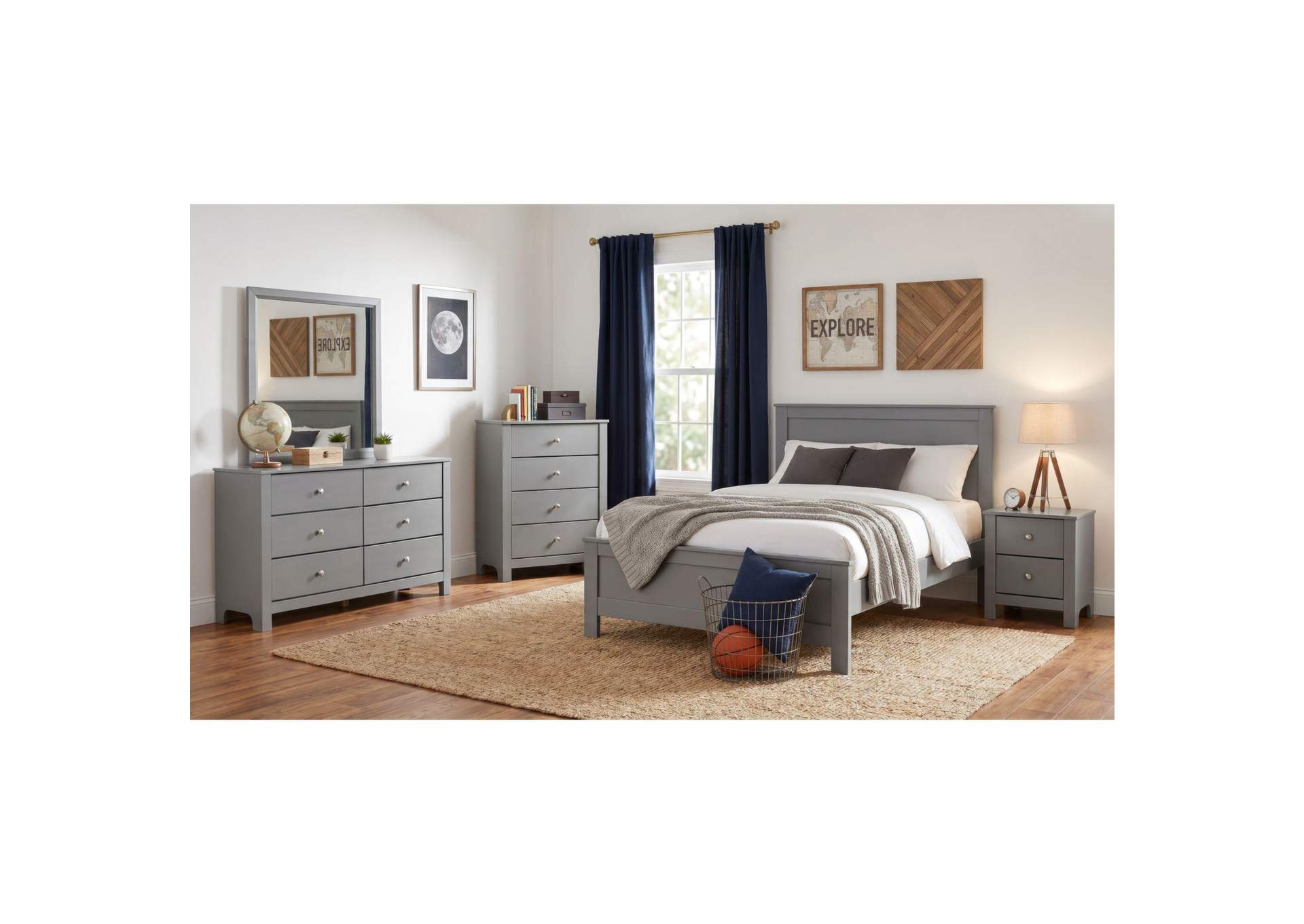 Sami Youth Full Panel Bed In Grey image 1