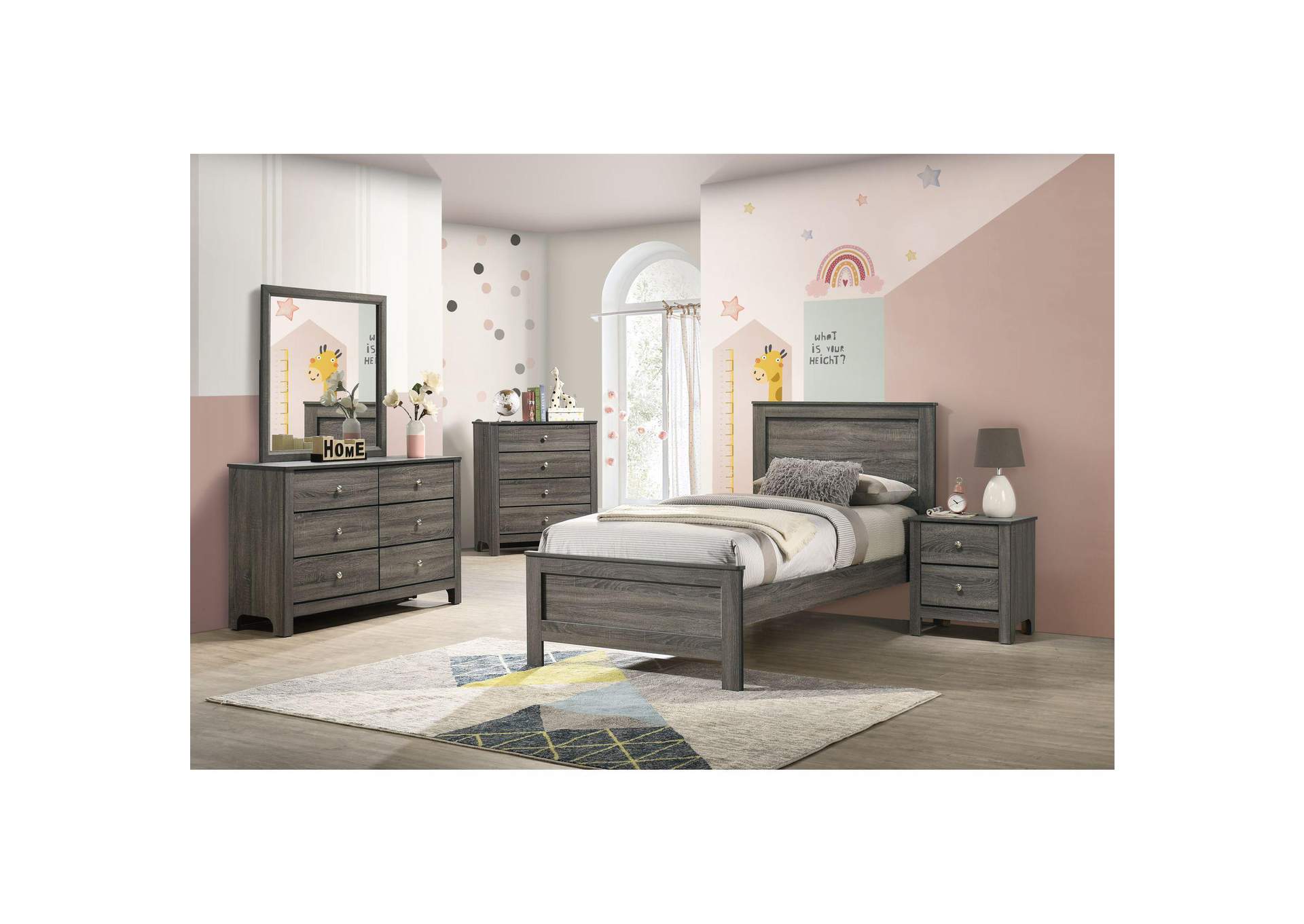 Sami Youth Twin Panel Bed In Grey image 1