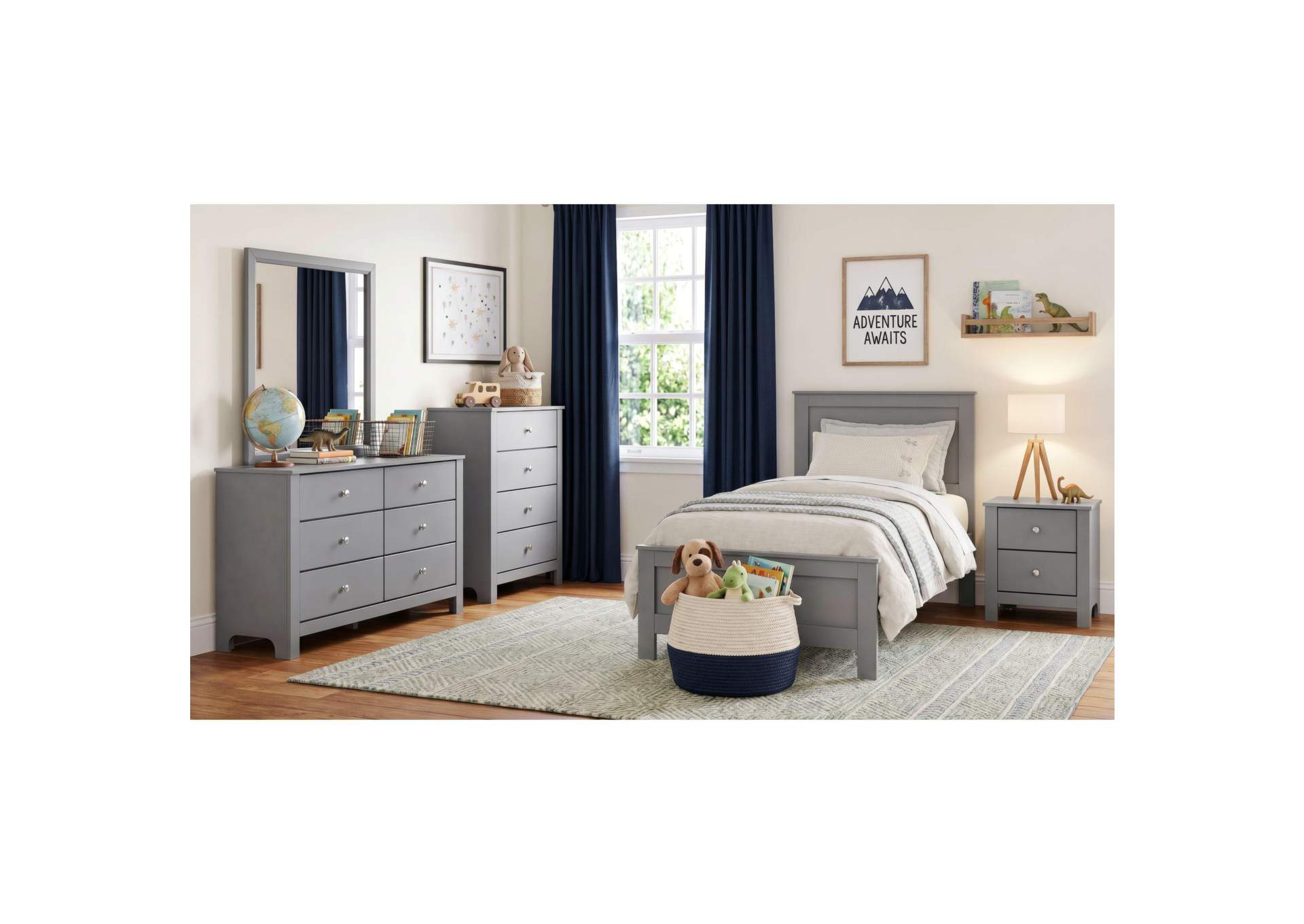 Sami Youth 2 - Drawer Nightstand In Grey image 1