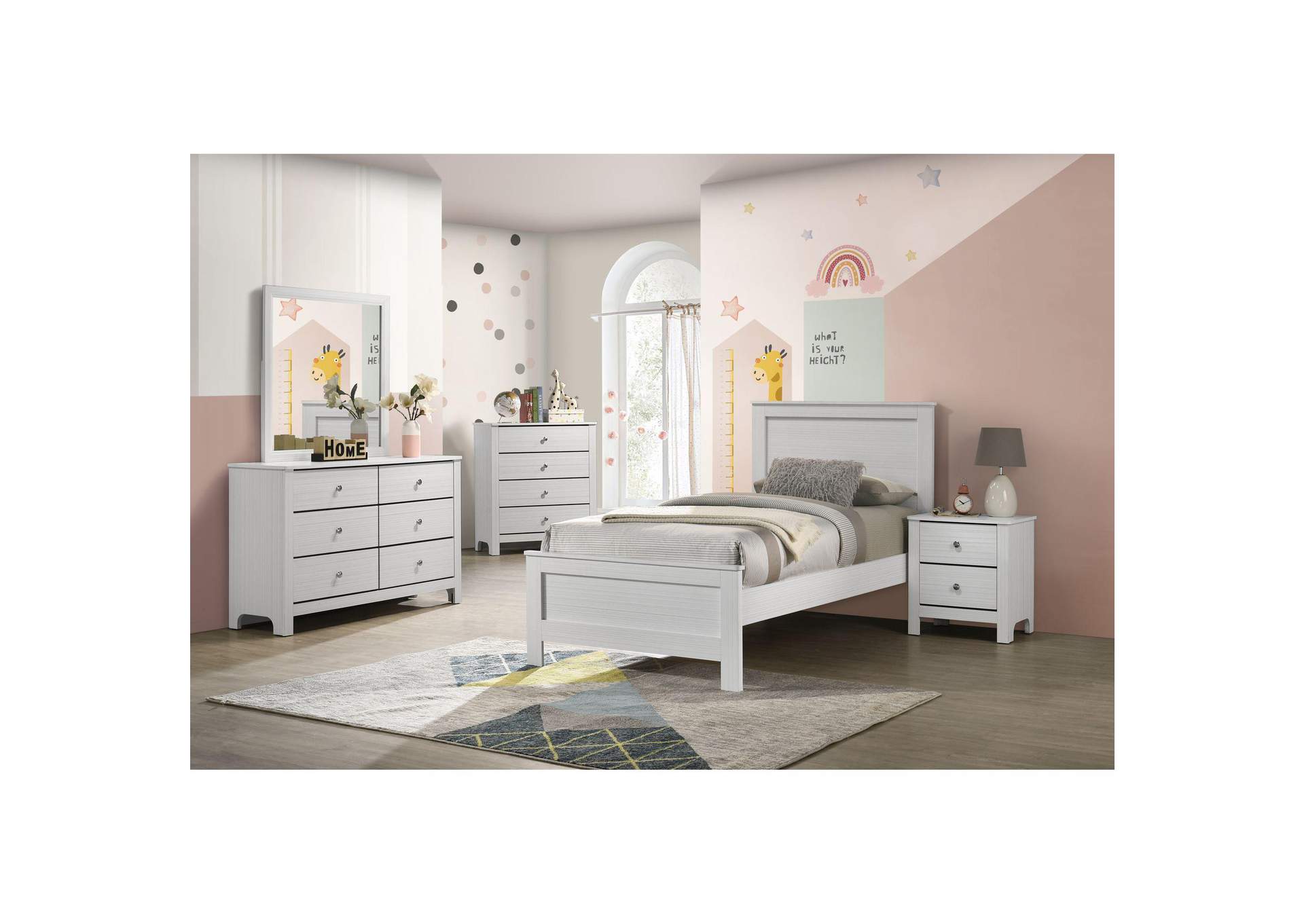 Sami Youth Twin Panel Bed In White image 1