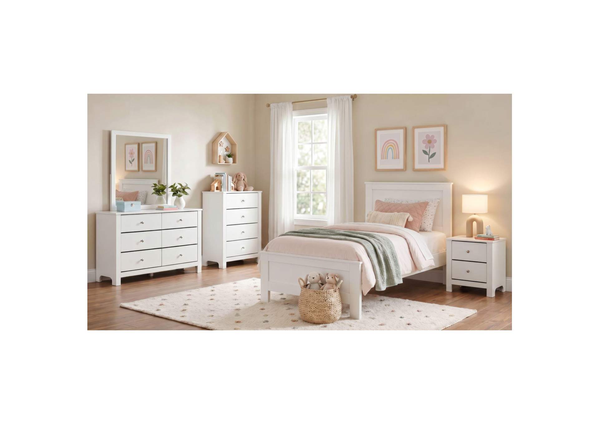 Sami Youth Twin Panel Bed In White image 1