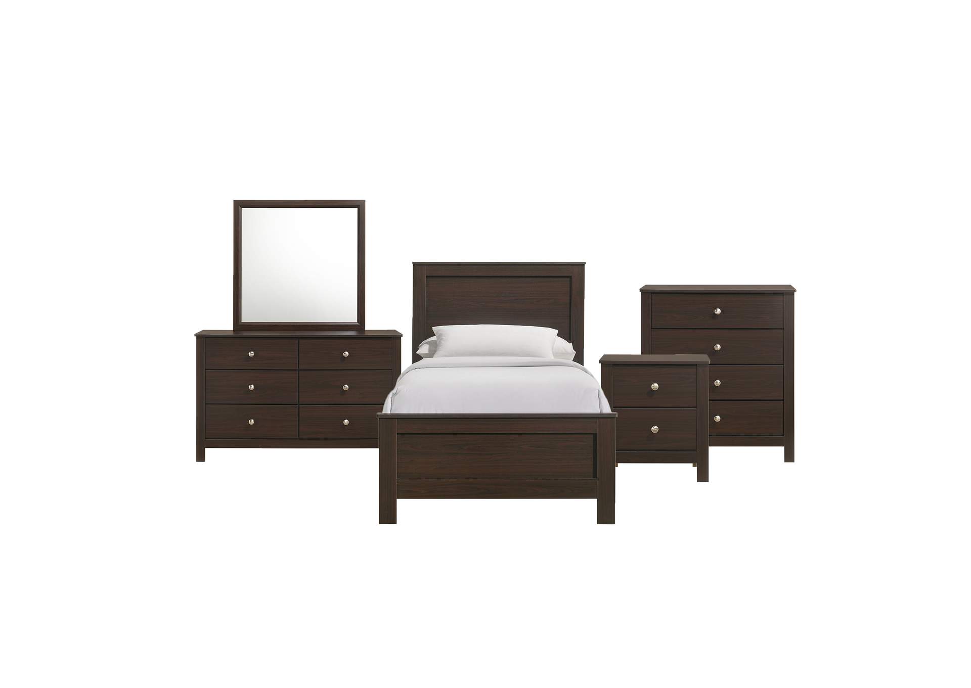 Sami Youth Twin Panel 5 Piece Bedroom Set In Espresso image 17