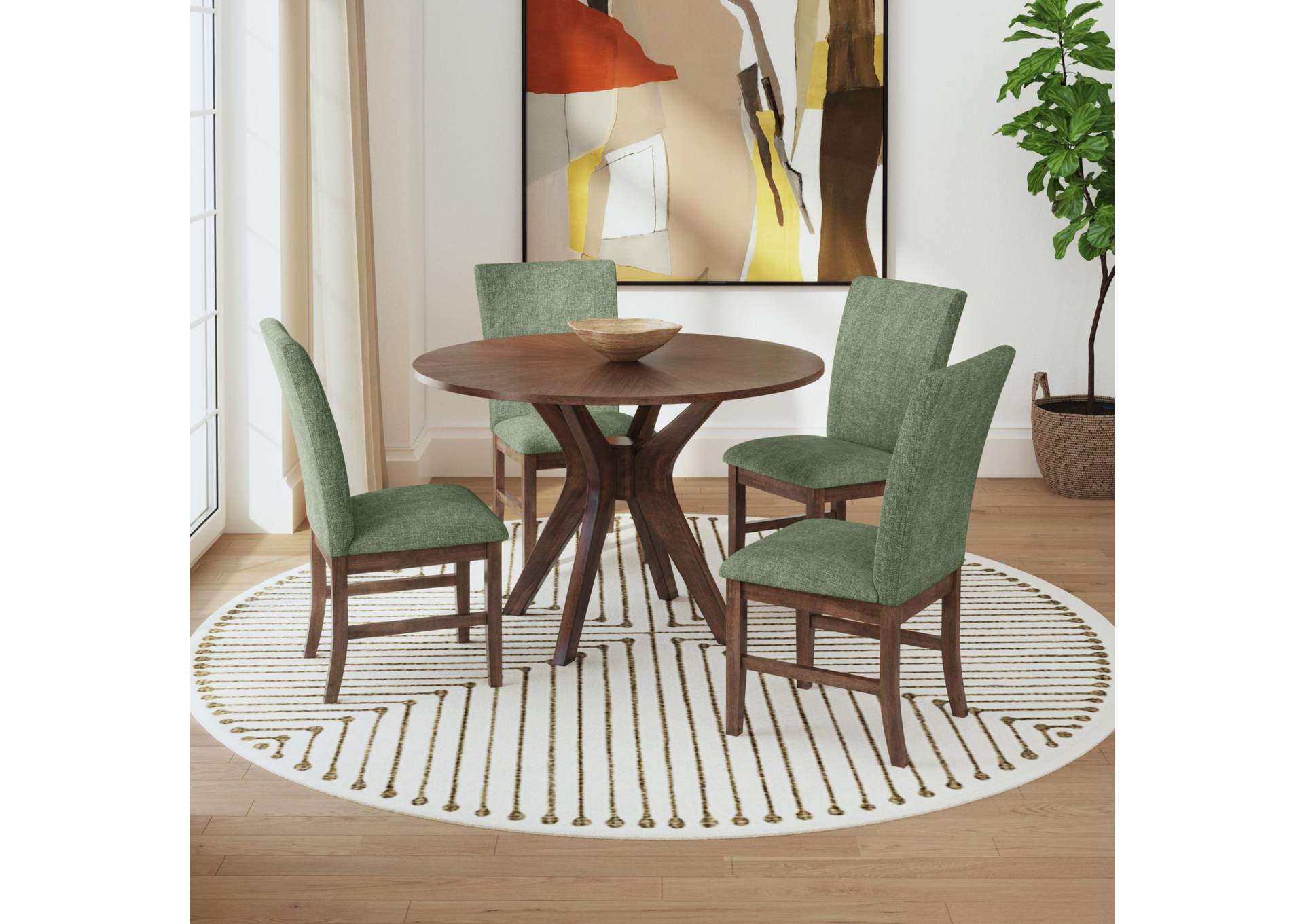 Santa Barbara Dining Side Chair With Avocado Fabric In Walnut 2 Per Carton image 1