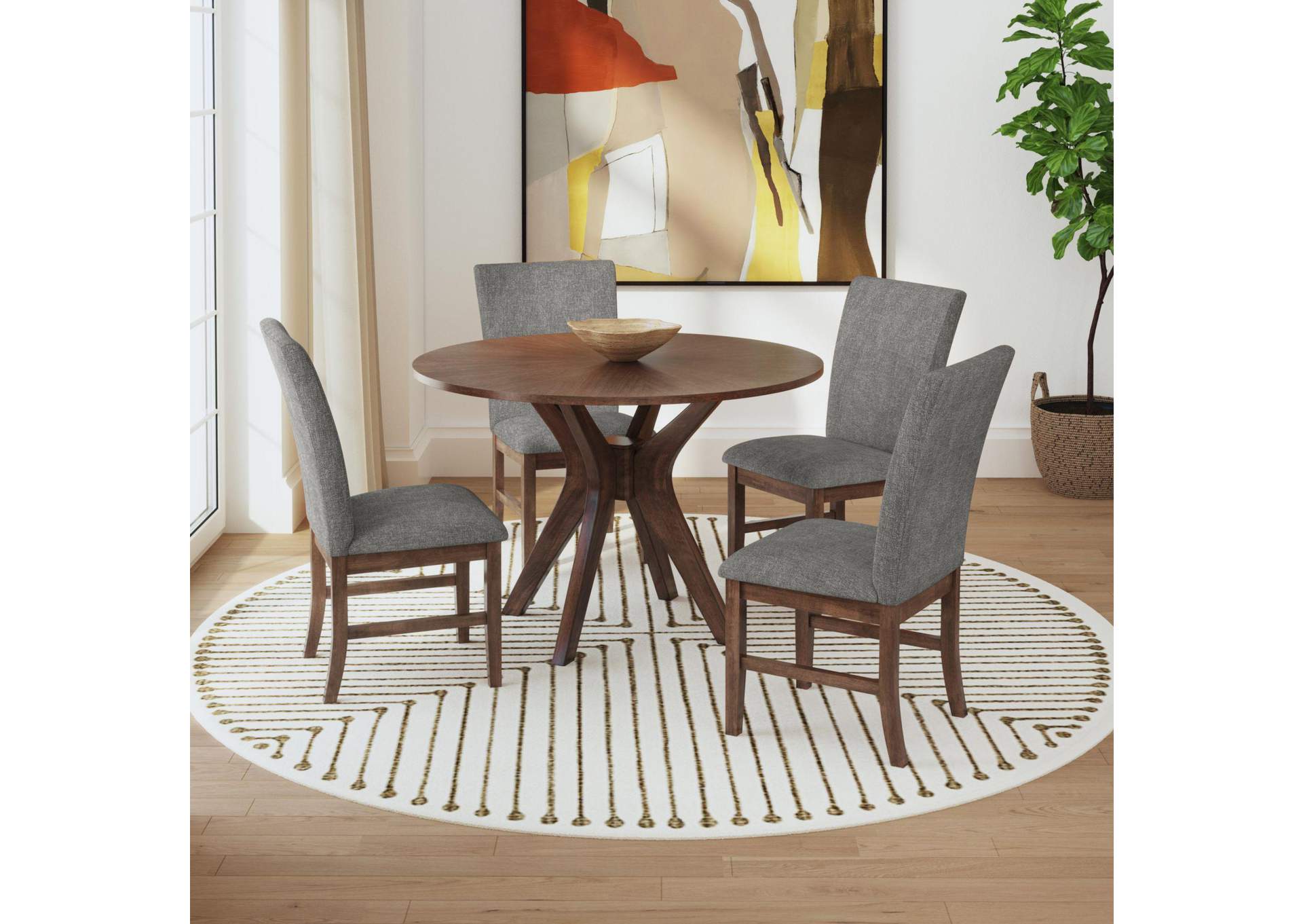Santa Barbara Dining Side Chair With Dark Grey Fabric In Walnut 2 Per Carton image 1