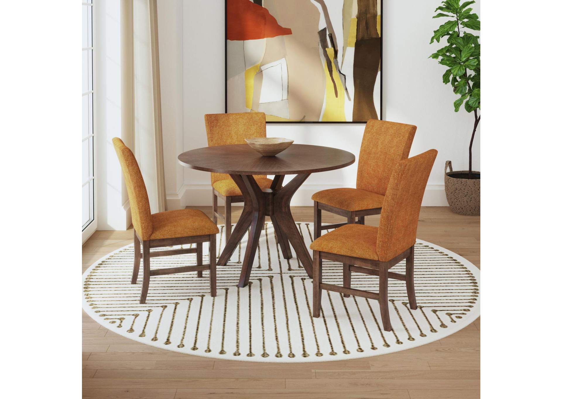 Santa Barbara Dining Side Chair With Orange Fabric In Walnut 2 Per Carton image 1