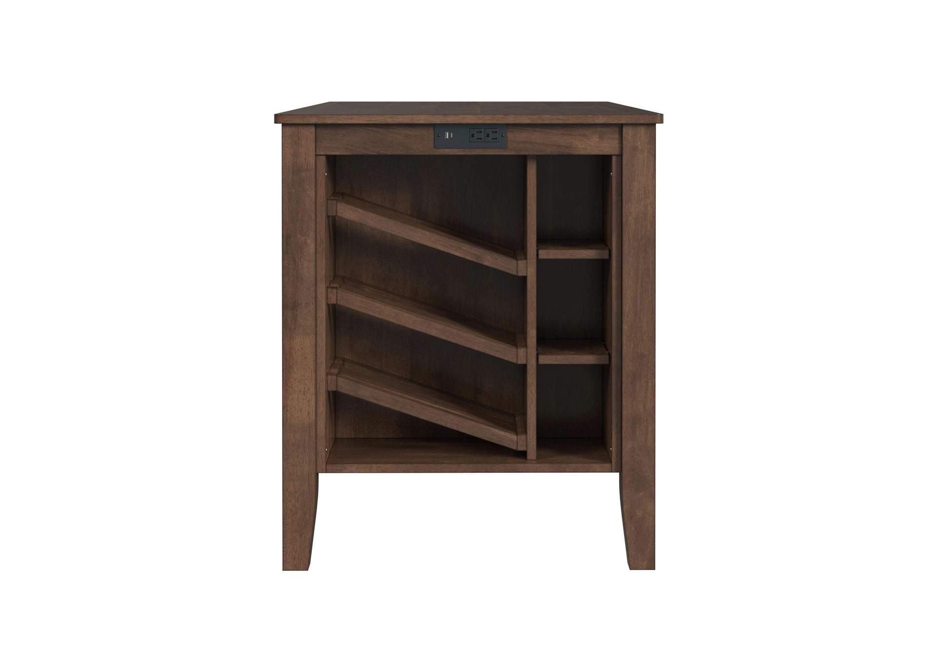 Santa Barbara Kitchen Island 2 Counter Stools With Dark Grey Fabric In Walnut image 5