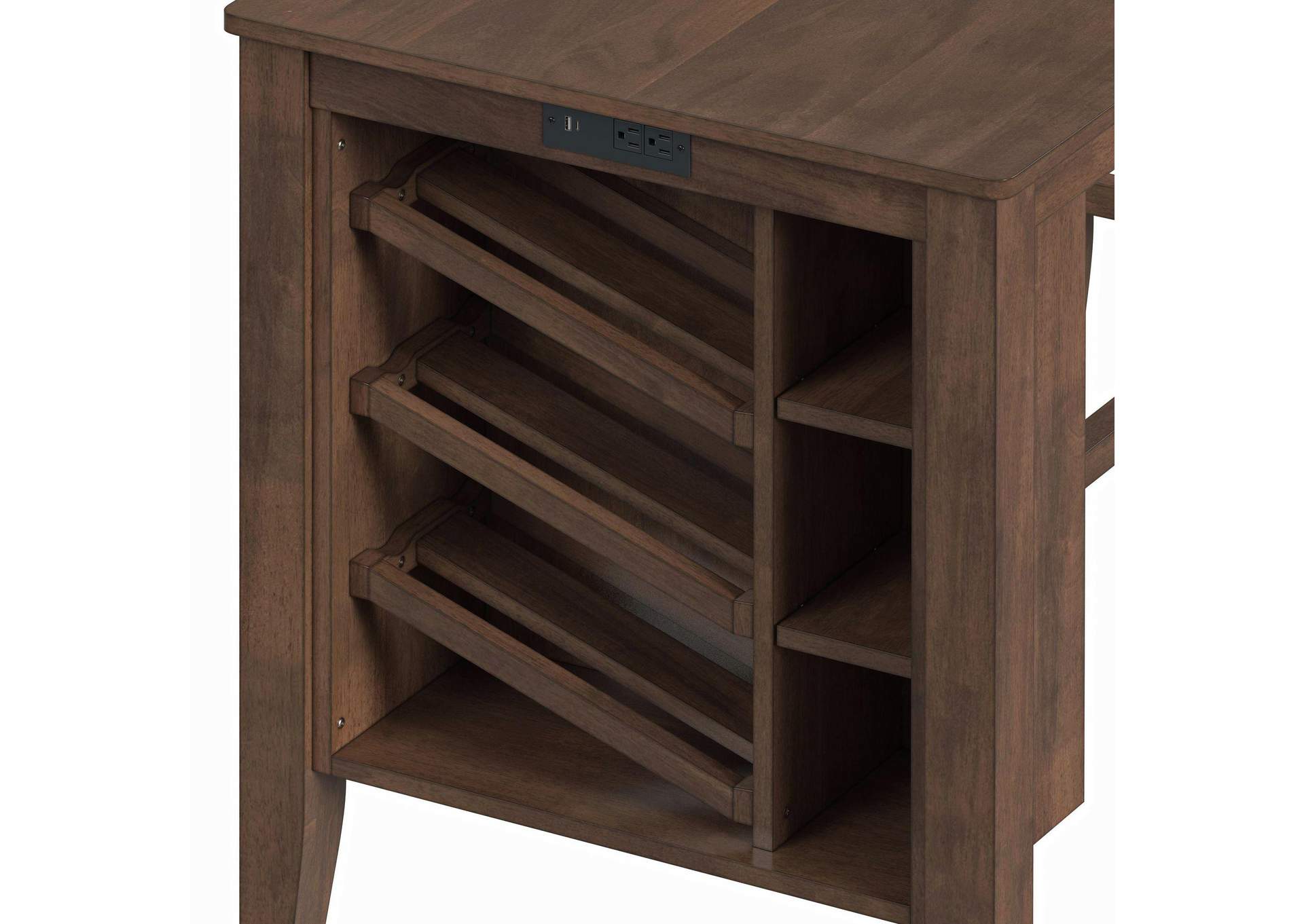 Santa Barbara Kitchen Island 2 Counter Stools With Dark Grey Fabric In Walnut image 10