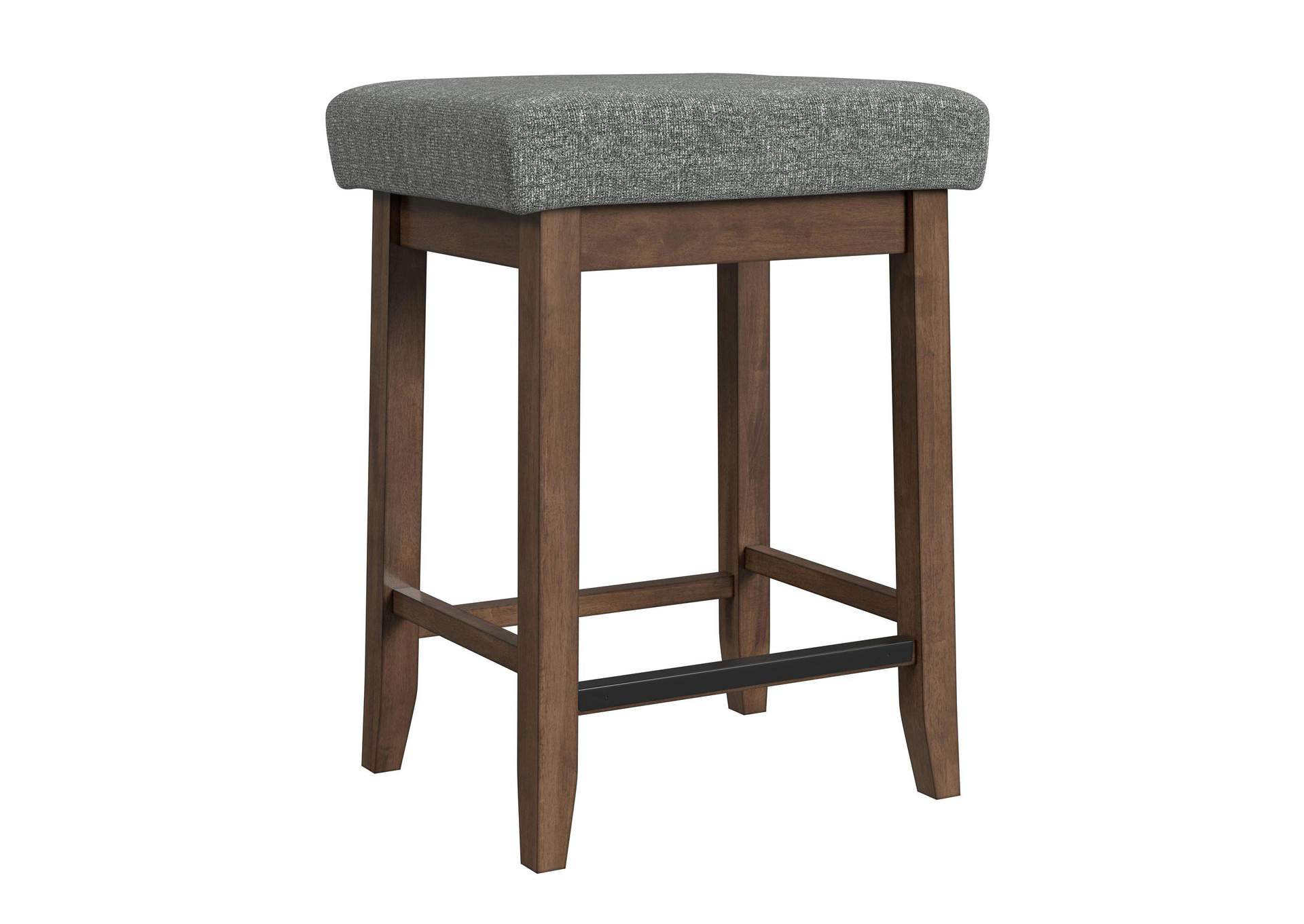 Santa Barbara Kitchen Island 2 Counter Stools With Dark Grey Fabric In Walnut image 6