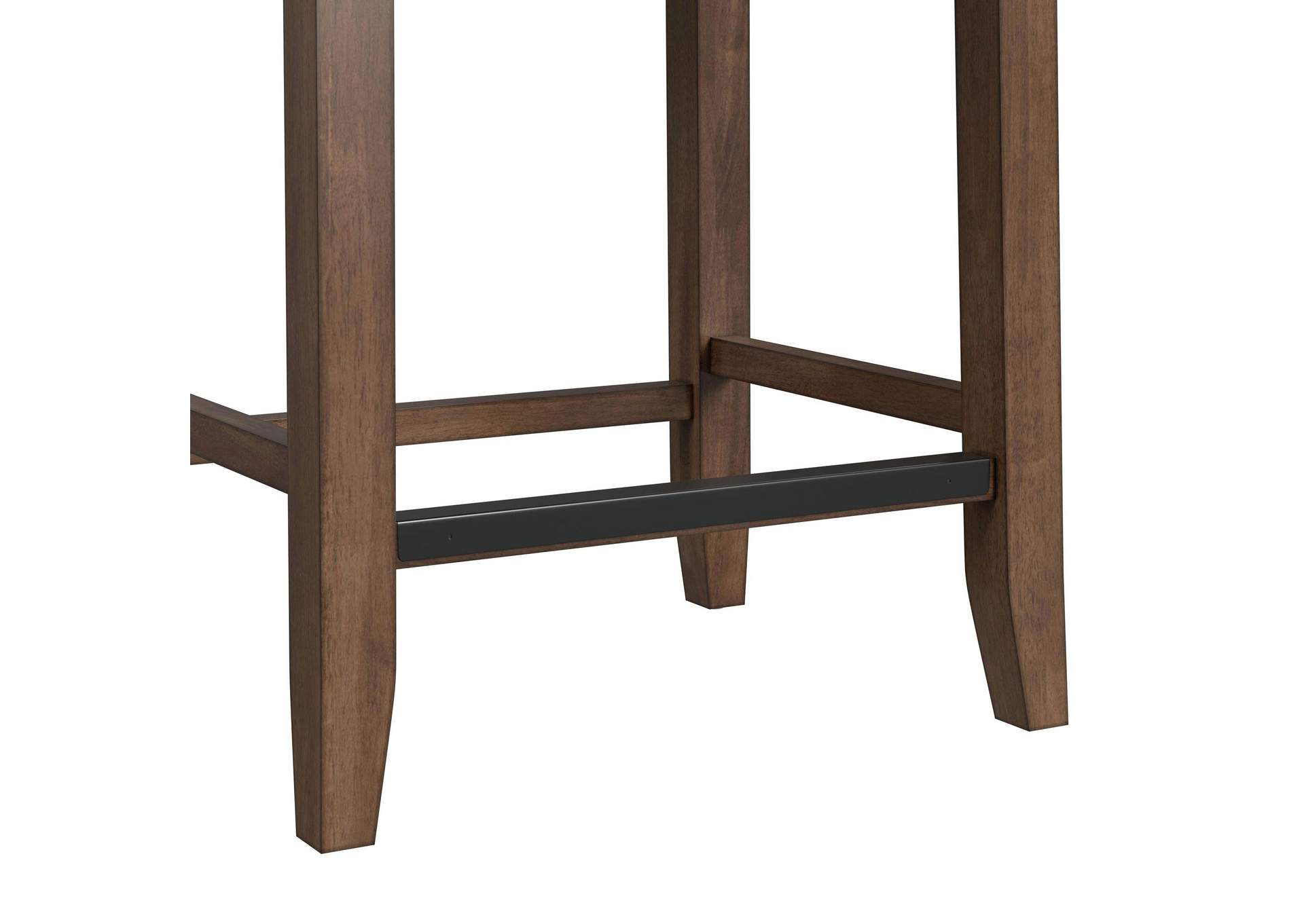 Santa Barbara Kitchen Island 2 Counter Stools With Dark Grey Fabric In Walnut image 13
