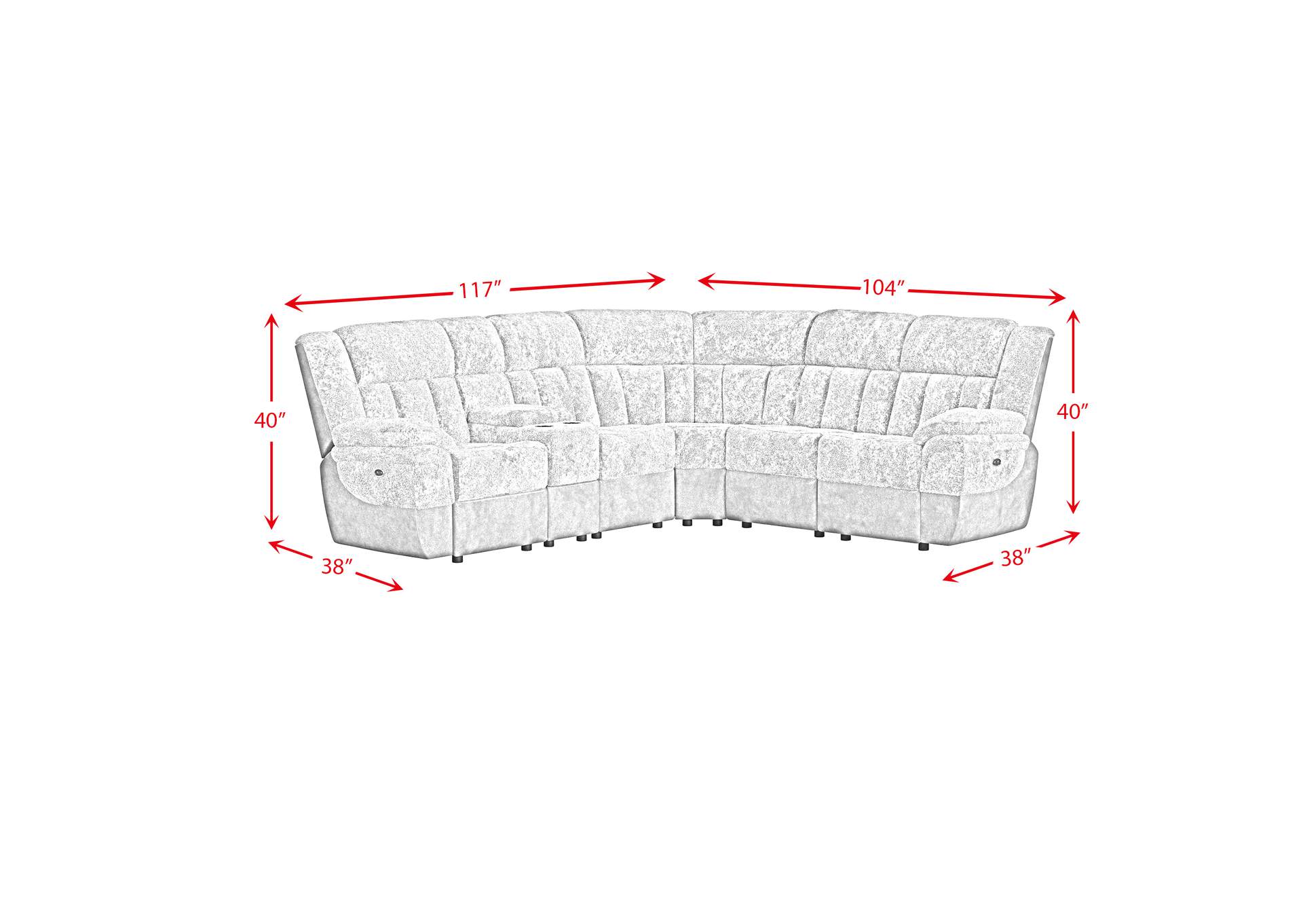 Santorini 6 Piece Motion Sectional Set In Dillon - Shire Grey image 11