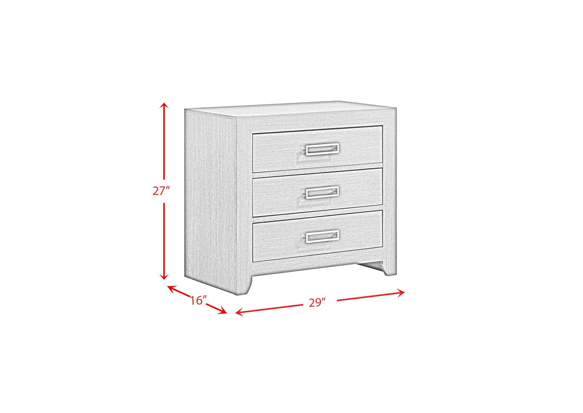 Sasha 3 - Drawer Nightstand With USB In Grey image 7