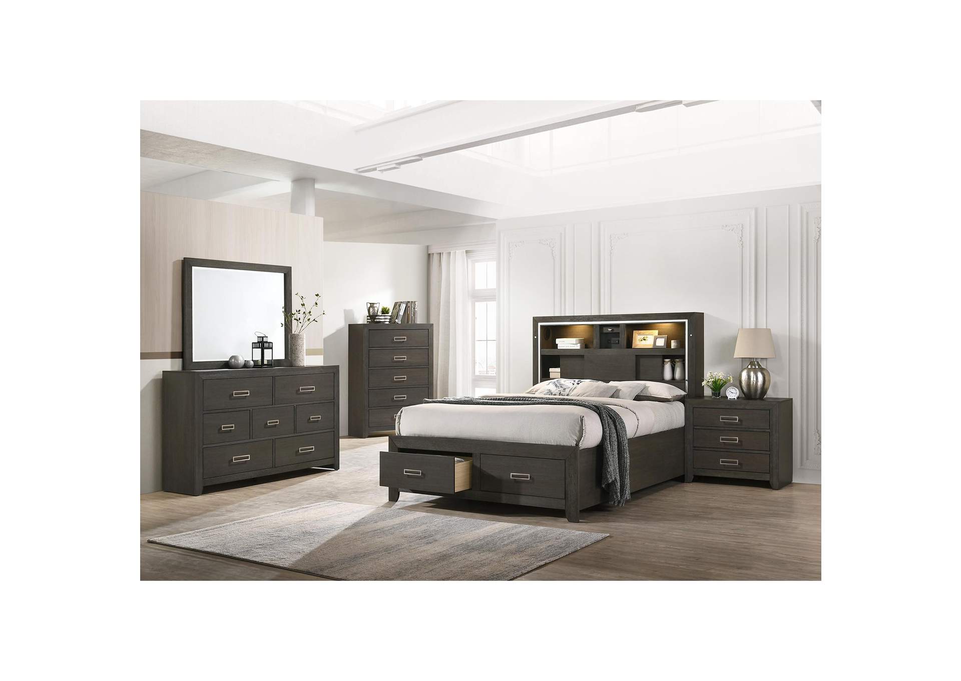 Sasha King Music Bed With Led Light In Grey image 1