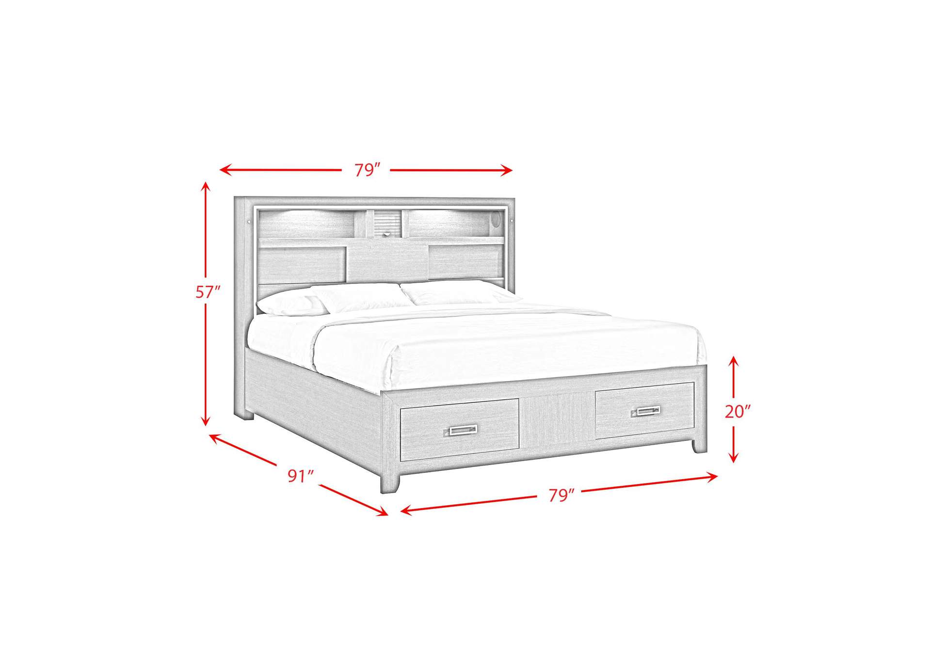 Sasha King Music Bed With Led Light In Grey image 10