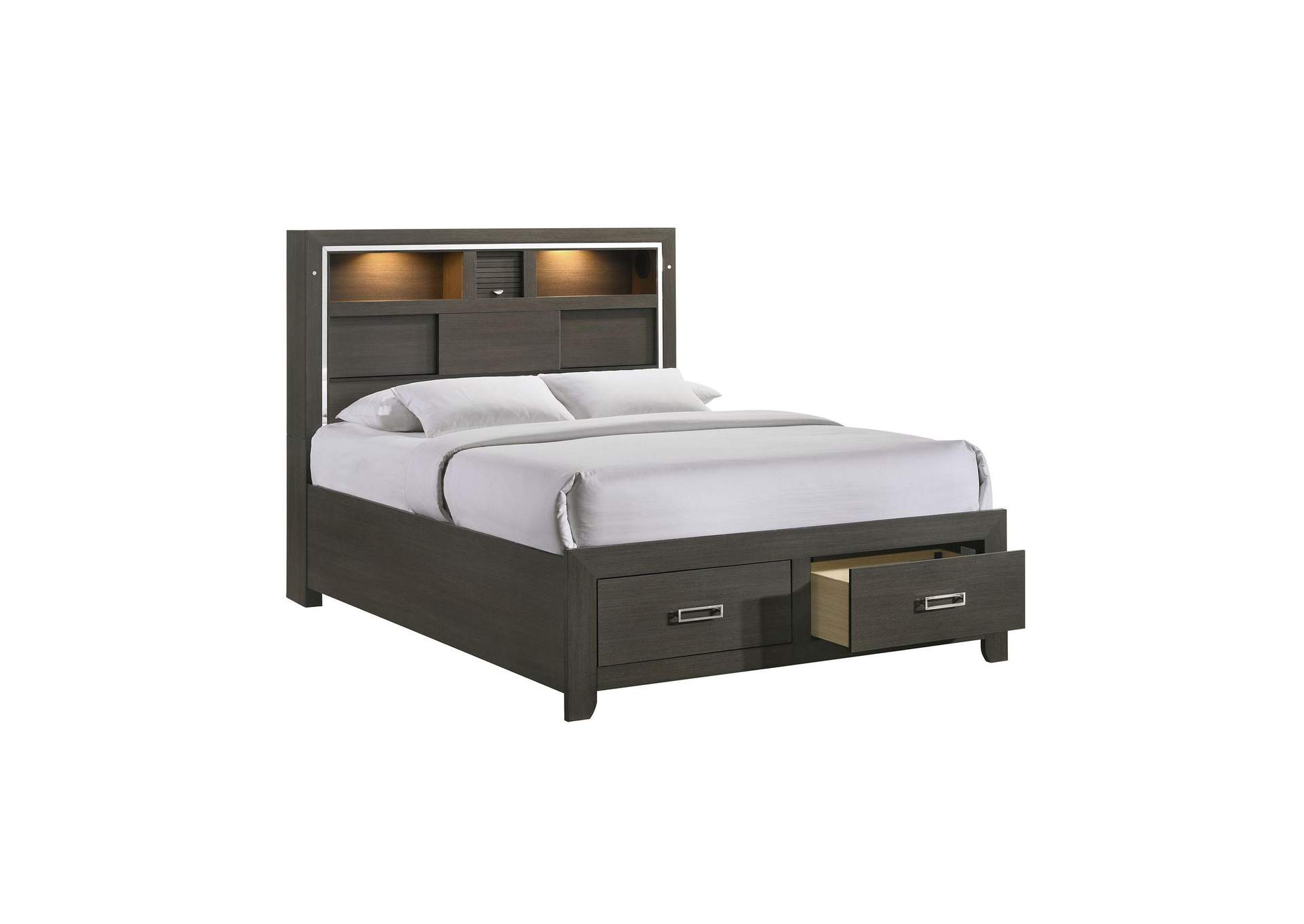 Sasha Queen Music Bed With Led Light In Grey image 13