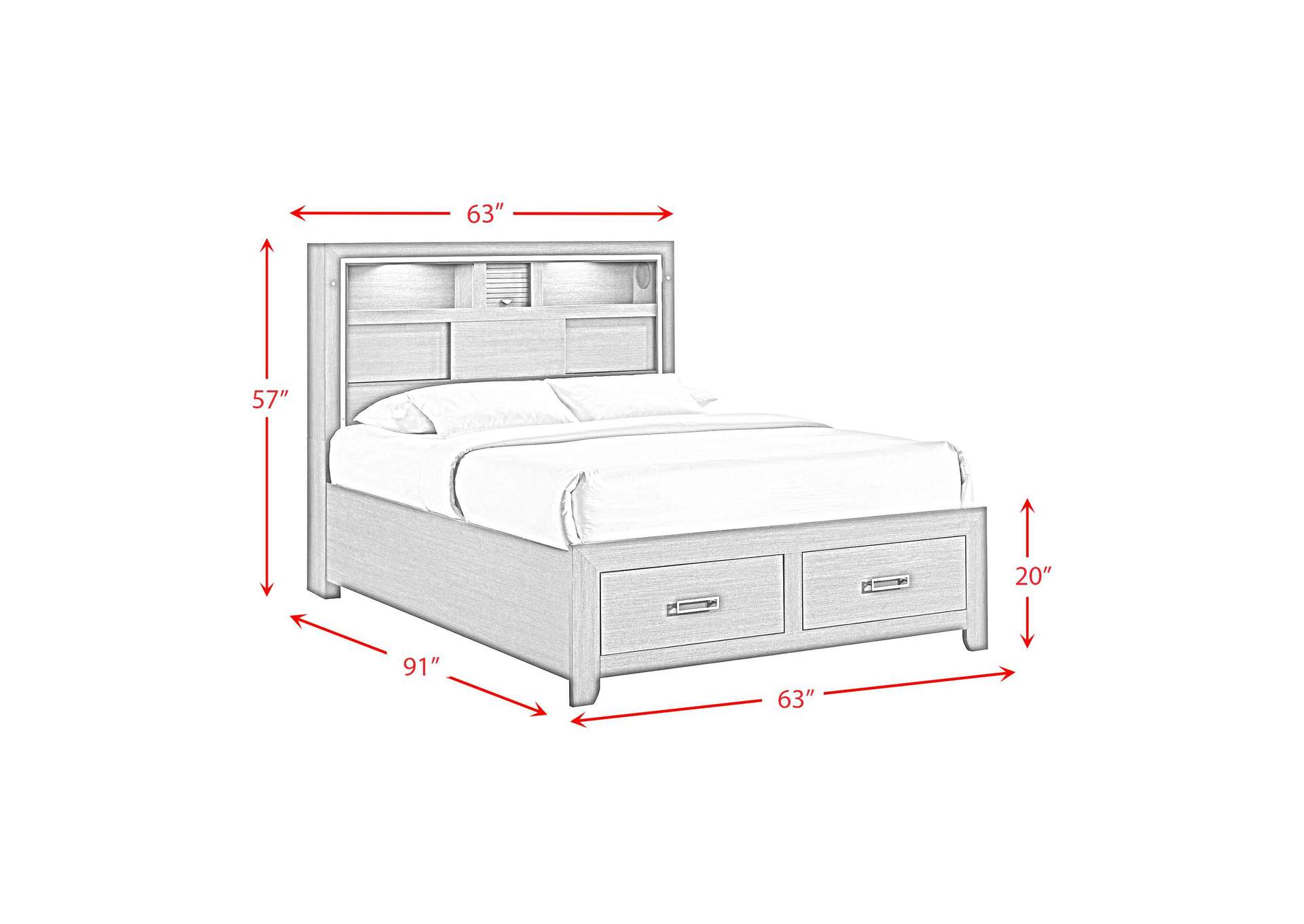 Sasha Queen Music Bed With Led Light In Grey image 8