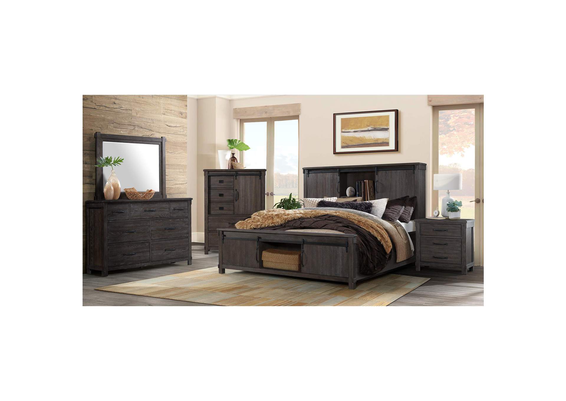 Scott Nightstand With USB Dark Finish image 1