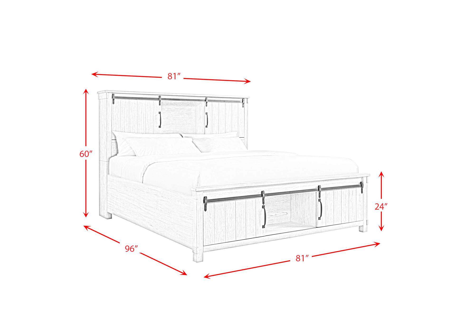 Scott King Storage Bed White Finish image 10