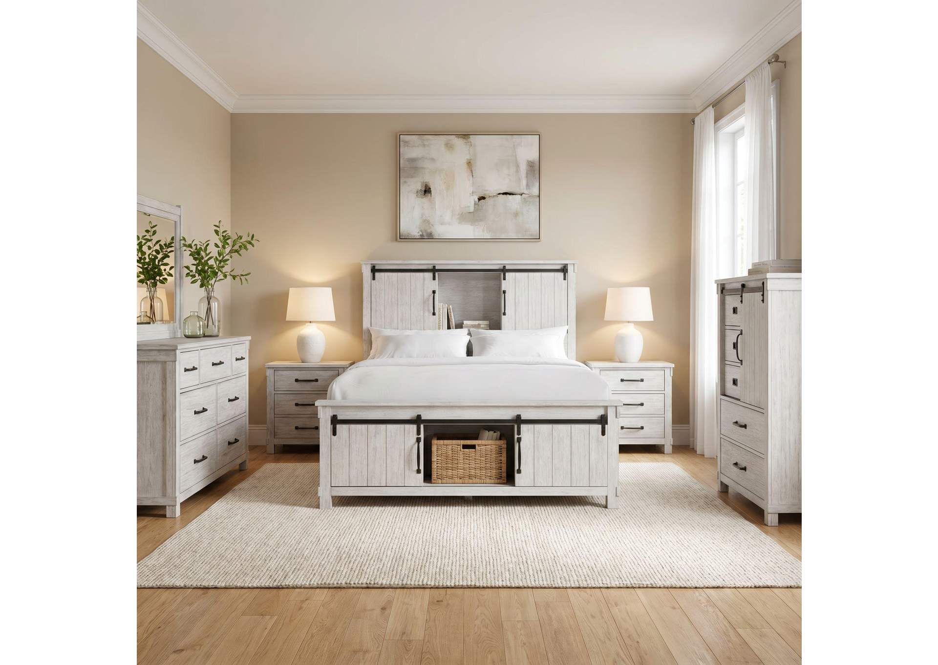 Scott King Storage Bed White Finish image 1