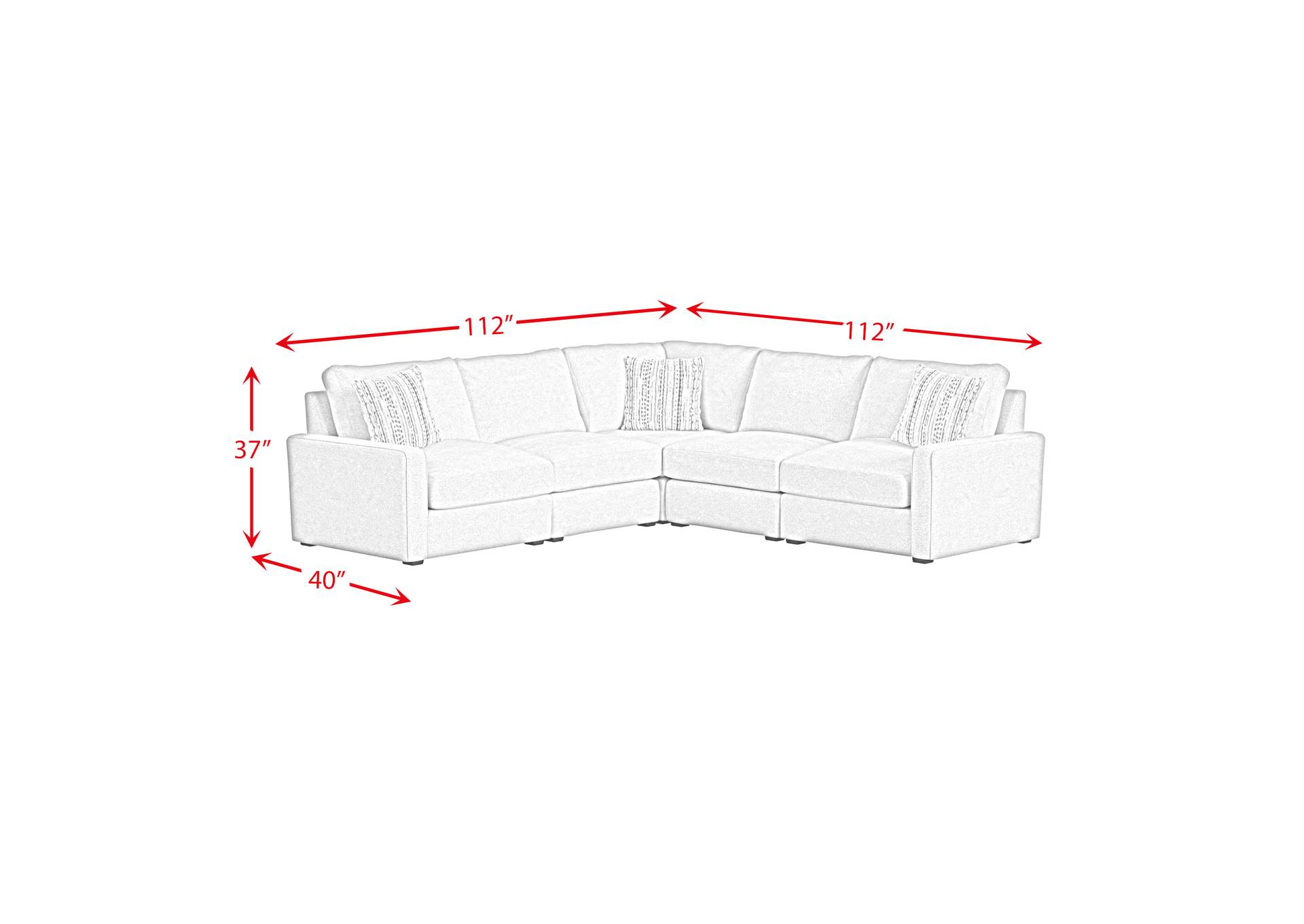Select Modular 6 Piece Sectional Set In United Light Grey With Pillows In Level Jewelry image 9
